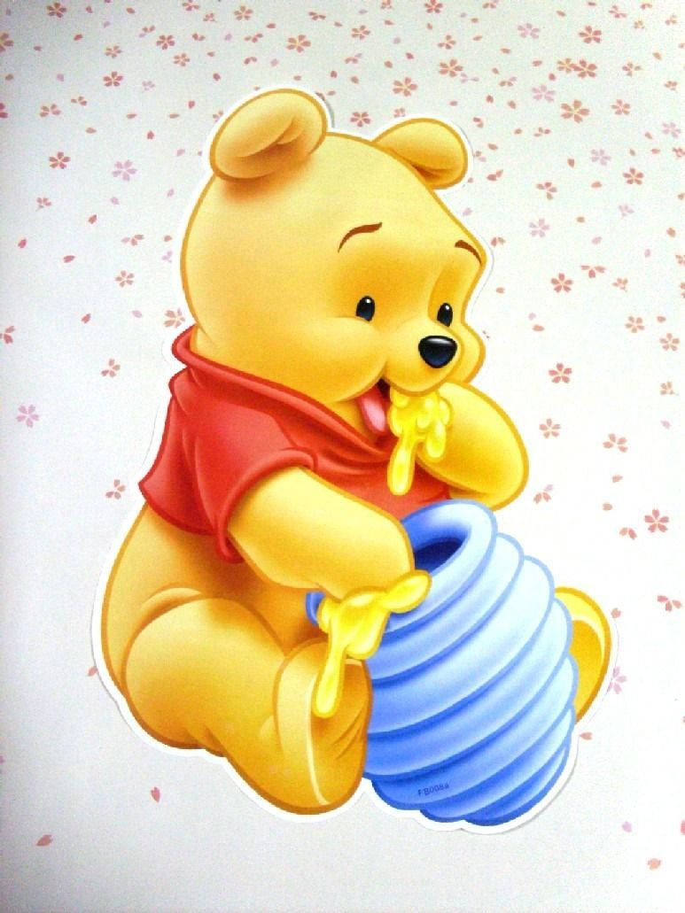 Winnie The Pooh, red shirt, blue pot, SD Phone Wallpaper