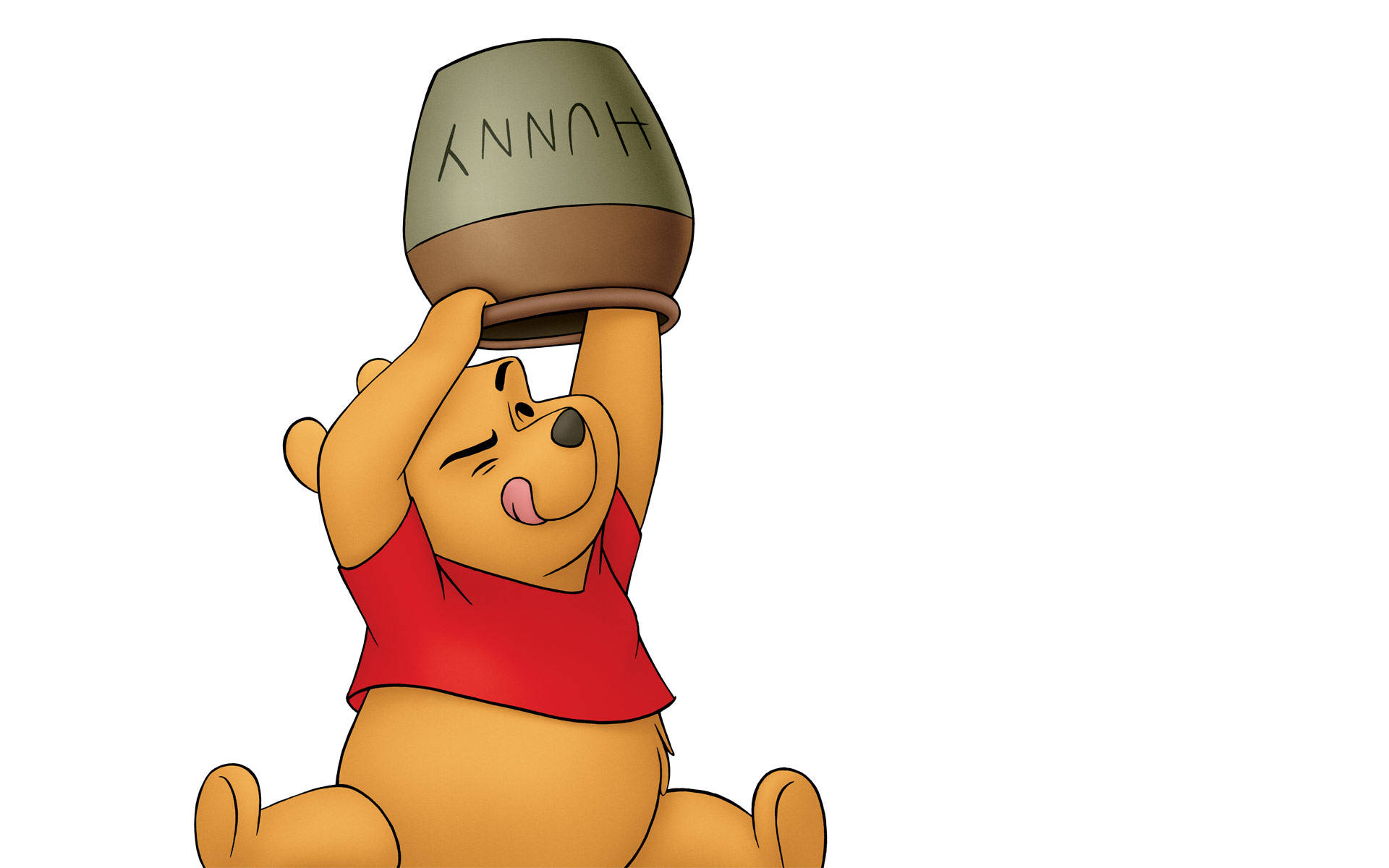 Winnie the Pooh, red shirt, honey pot, Full HD Desktop Wallpaper
