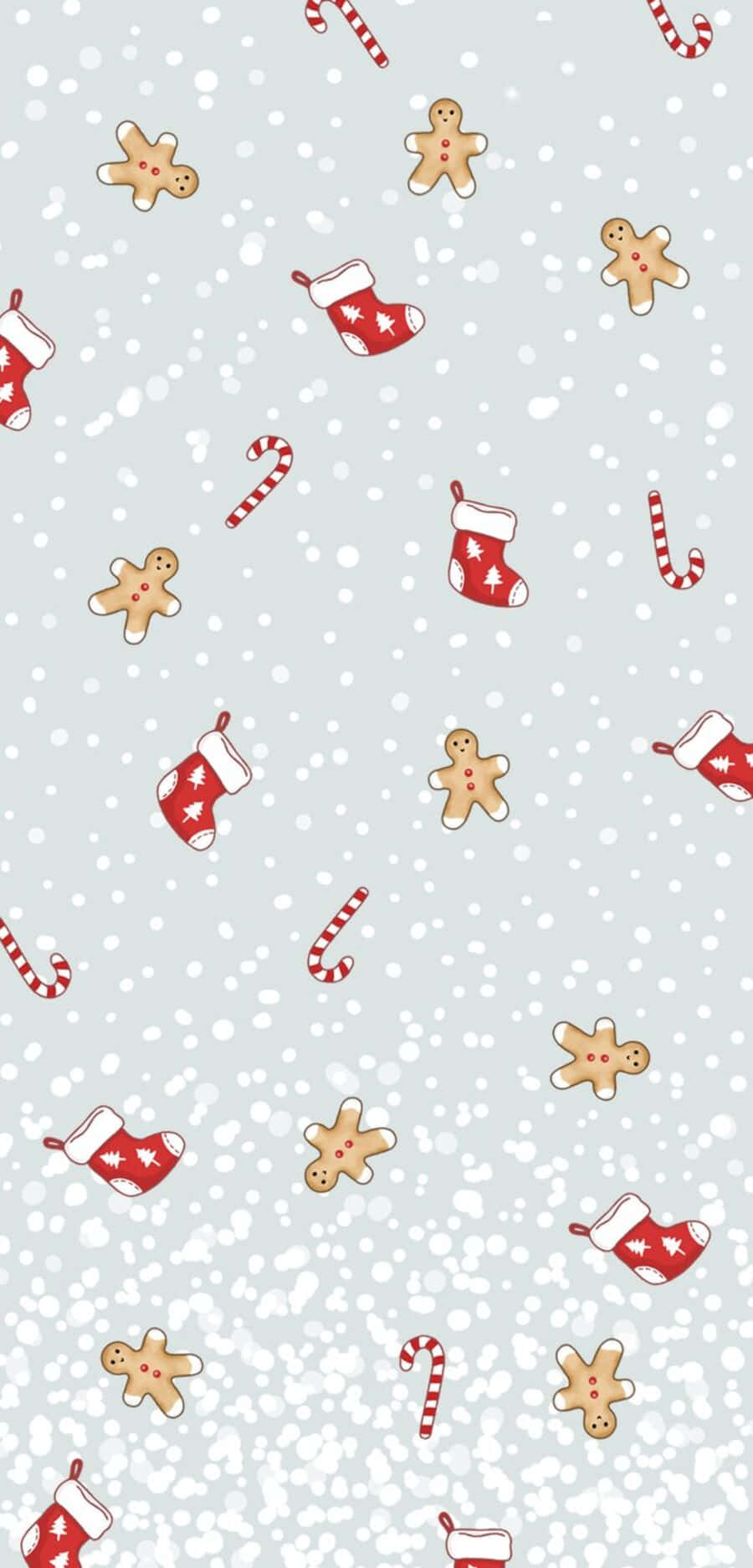 cute winter aesthetic, gingerbread men, candy canes, HD Phone Wallpaper