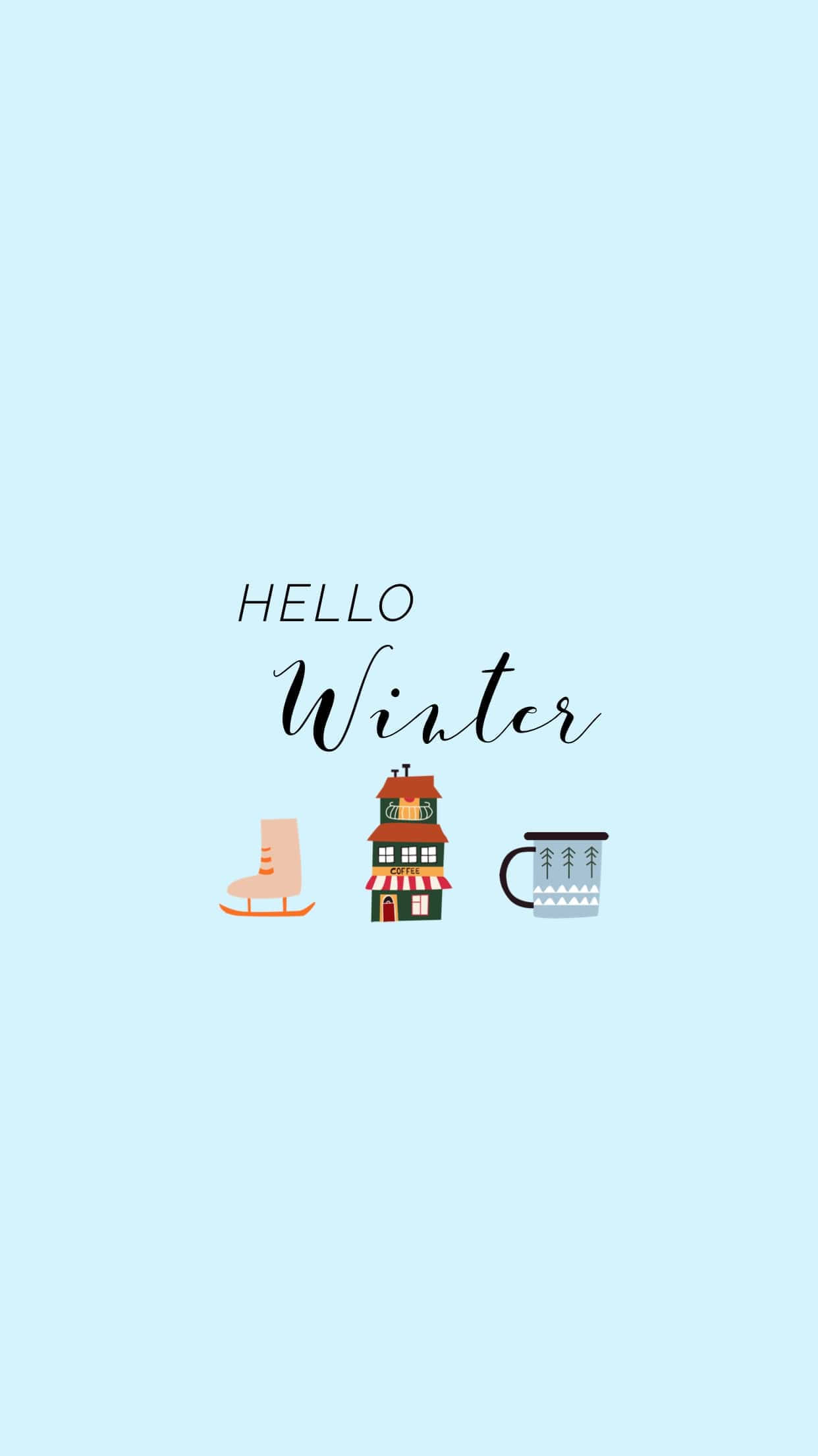 cute winter aesthetic, ice skate house, mug, Full HD Phone Wallpaper