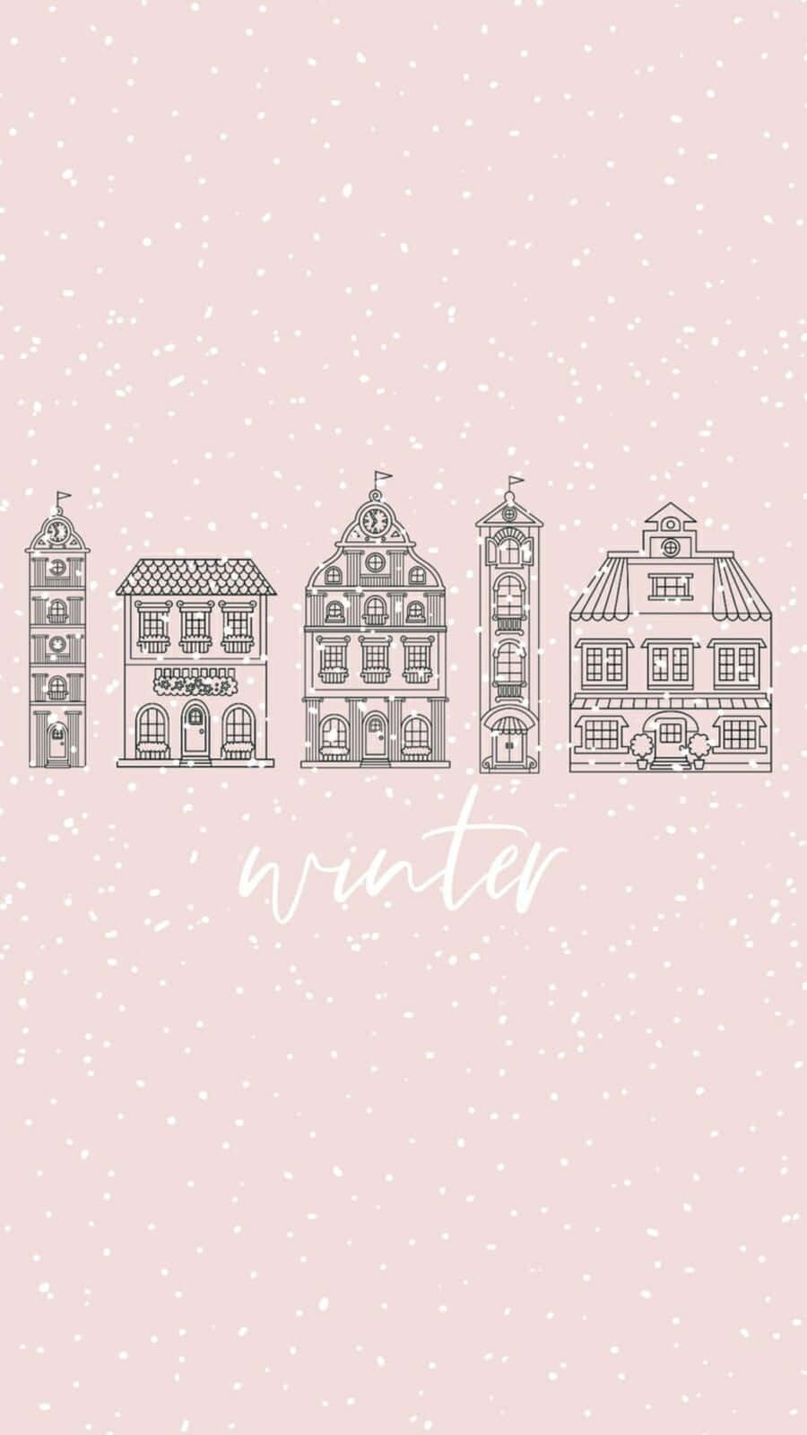 soft pink background, white snowflakes, cursive winter, HD Phone Wallpaper