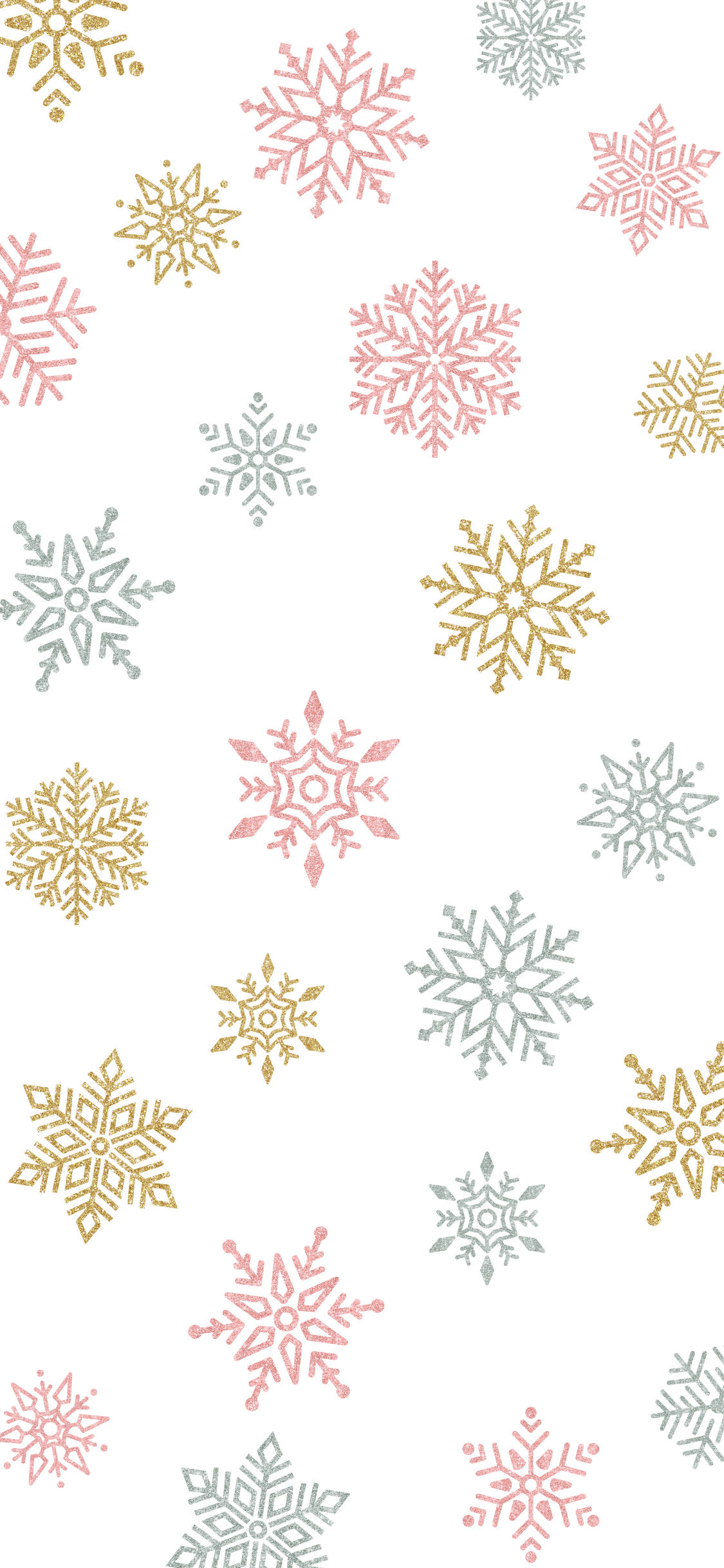 Cute Winter iPhone, snowflakes, pink gold, Full HD Phone Wallpaper
