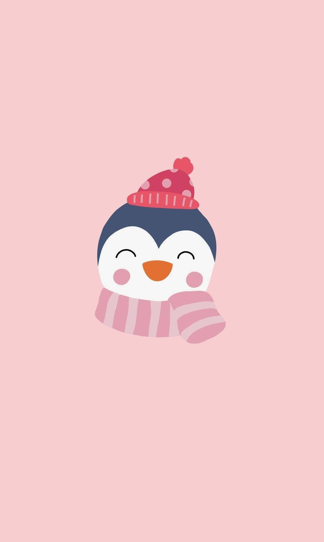Cute Winter iPhone, penguin, pink polka dot hat, HD Phone Wallpaper