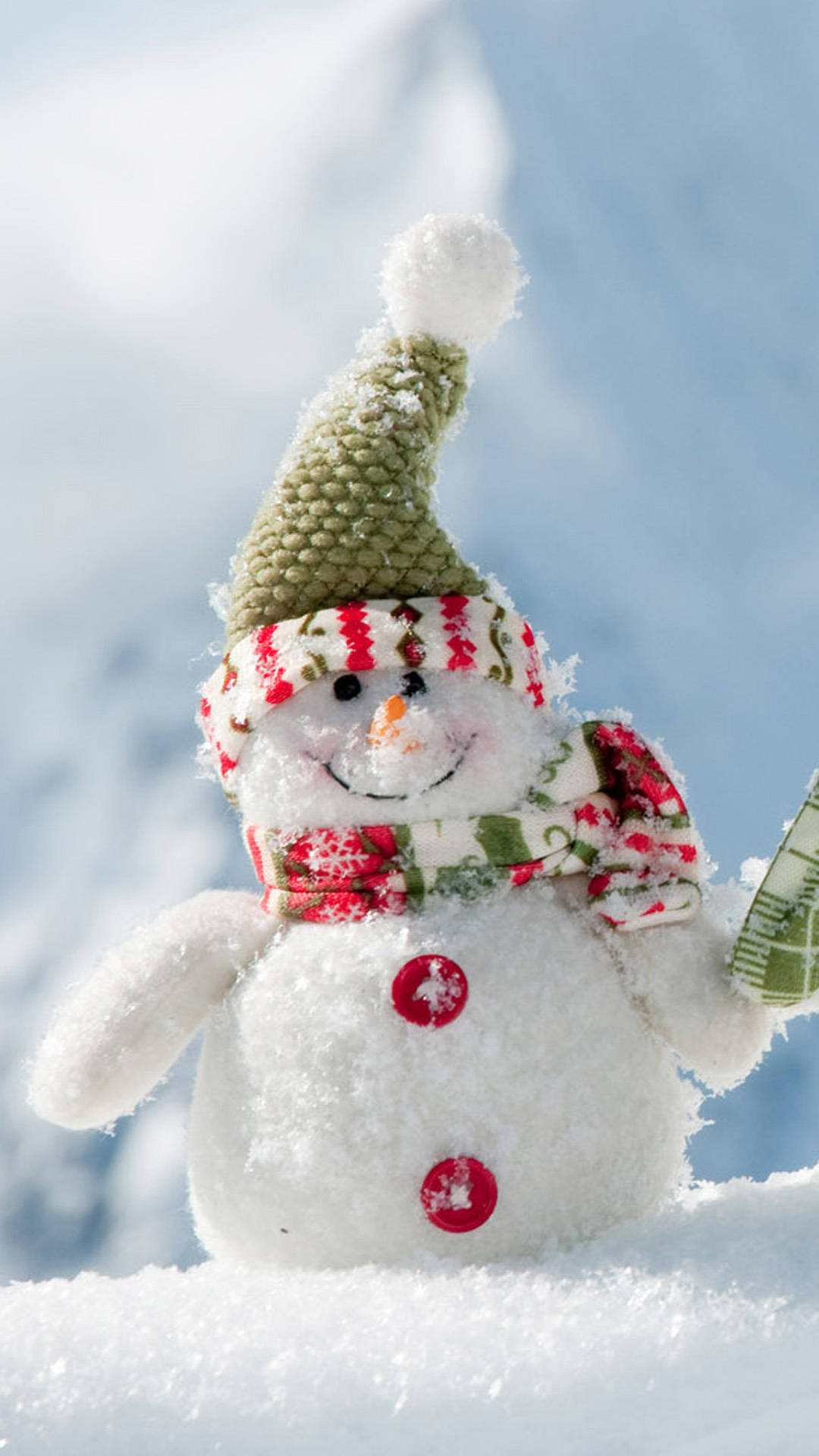 Cute Winter iPhone, snowman, green knit hat, Full HD Phone Wallpaper