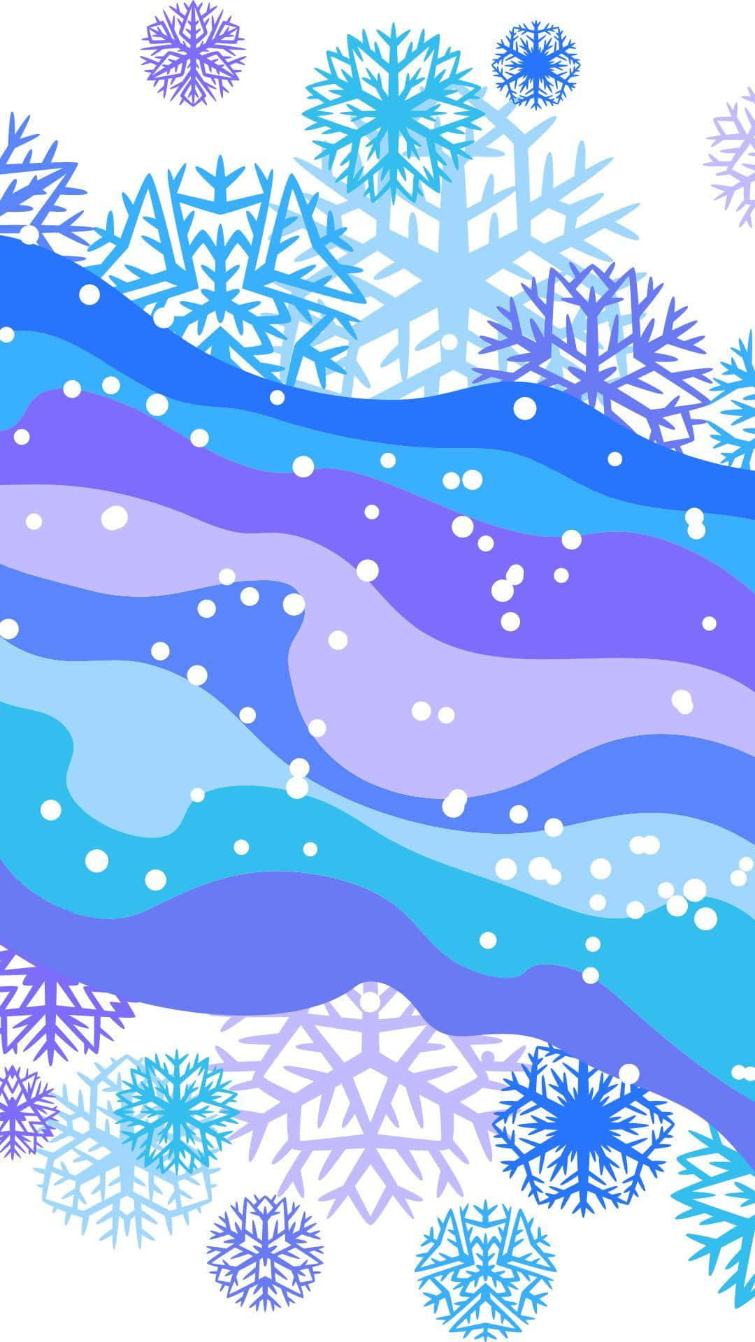 Cute Winter Snowflakes Art Phone, vibrant blue, purple wavy layers, Full HD Phone Wallpaper
