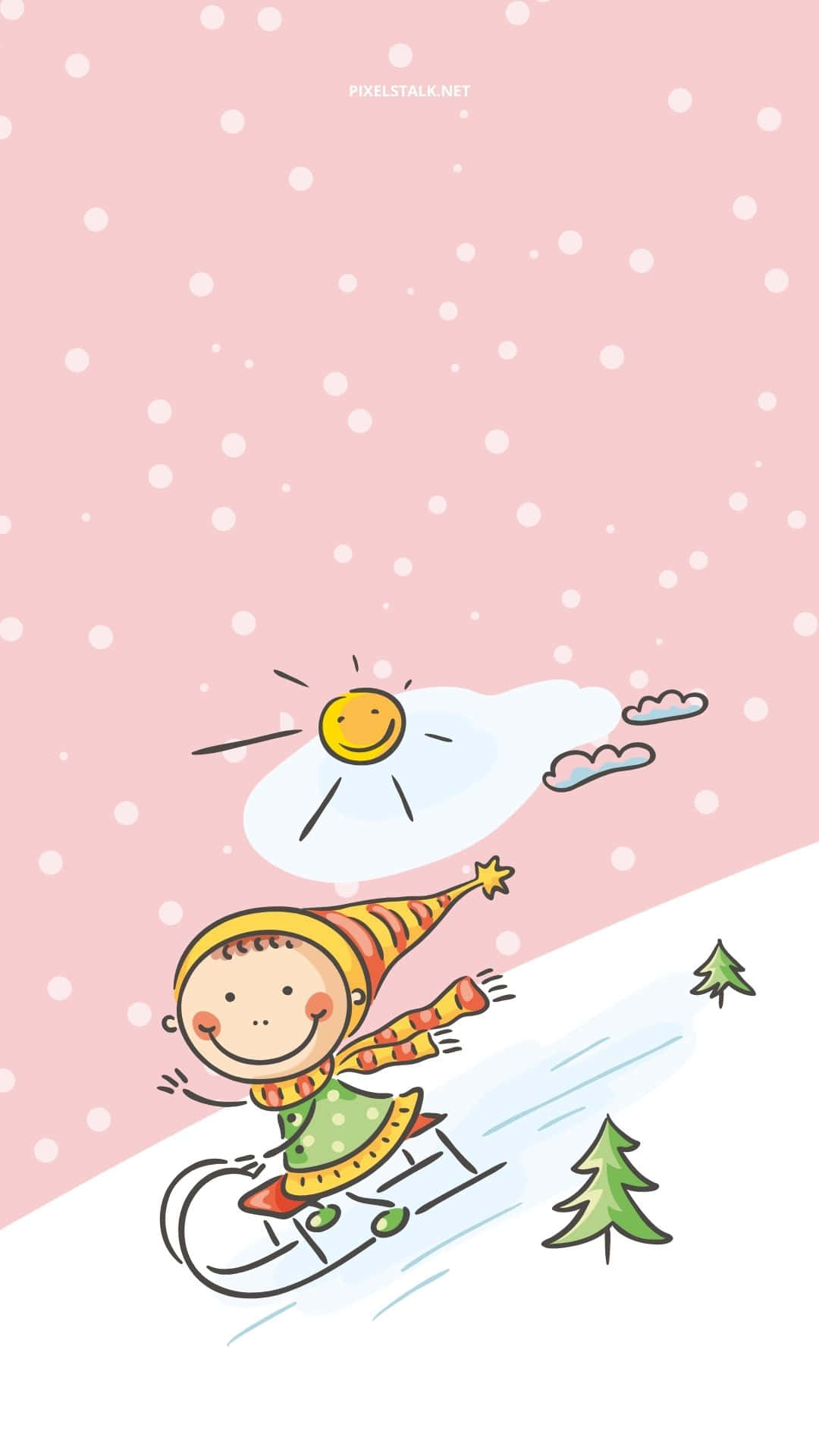 Cute Girl Skiing Winter Phone, striped hat, scarf, Full HD Phone Wallpaper
