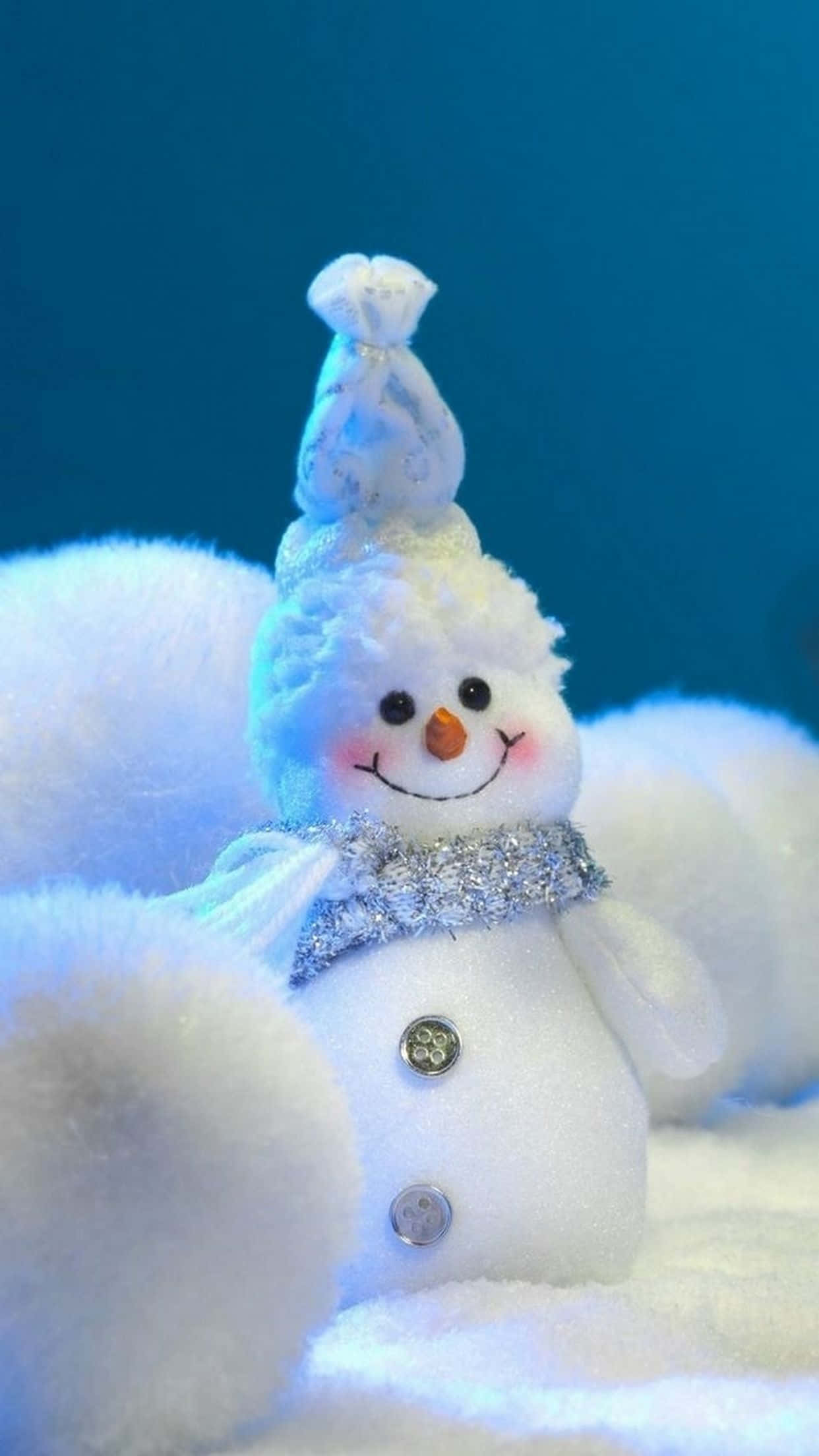 snowman, glittery scarf, button eyes, Full HD Phone Wallpaper