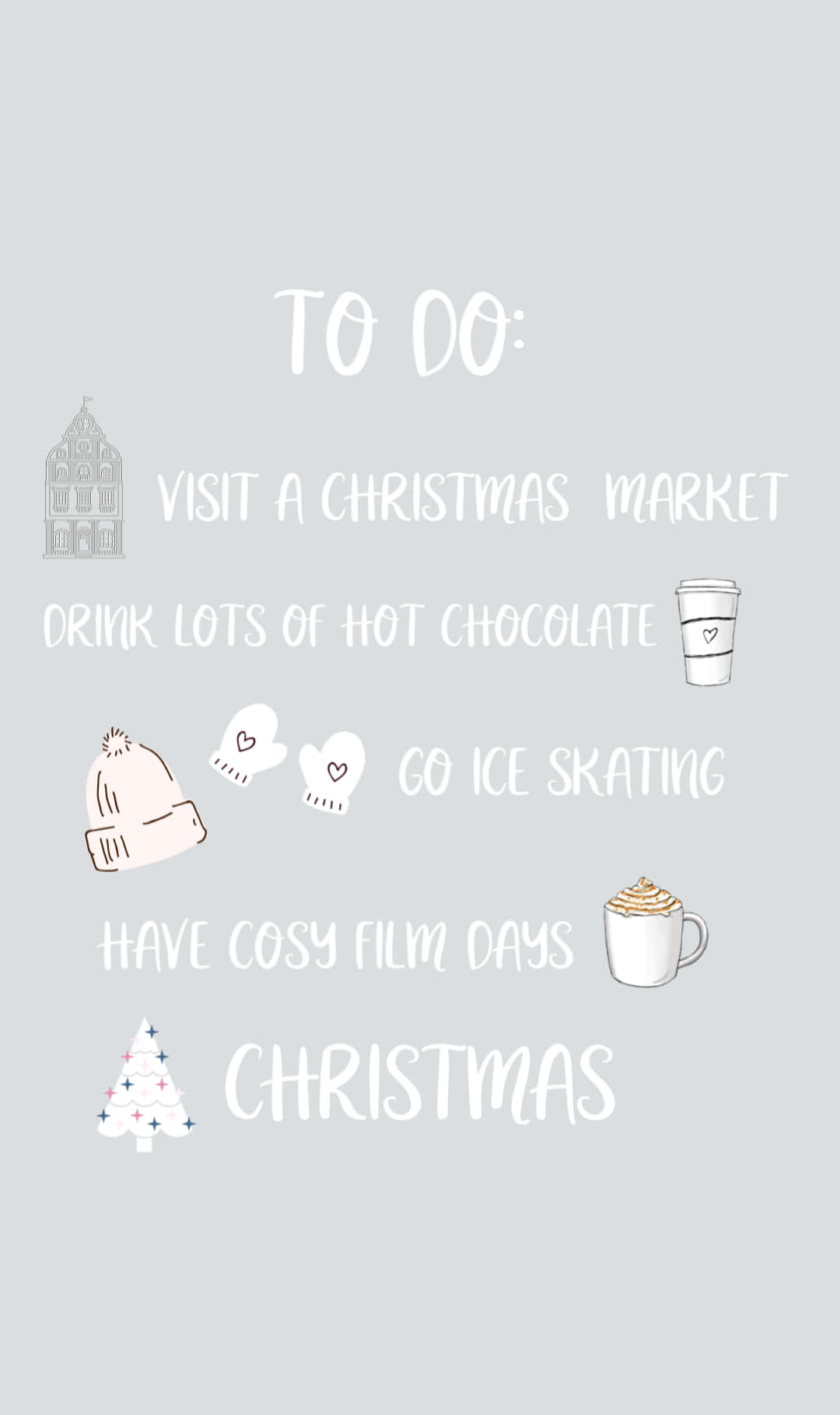 cute Christmas phone, light gray, cozy Christmas to-dos, HD Phone Wallpaper