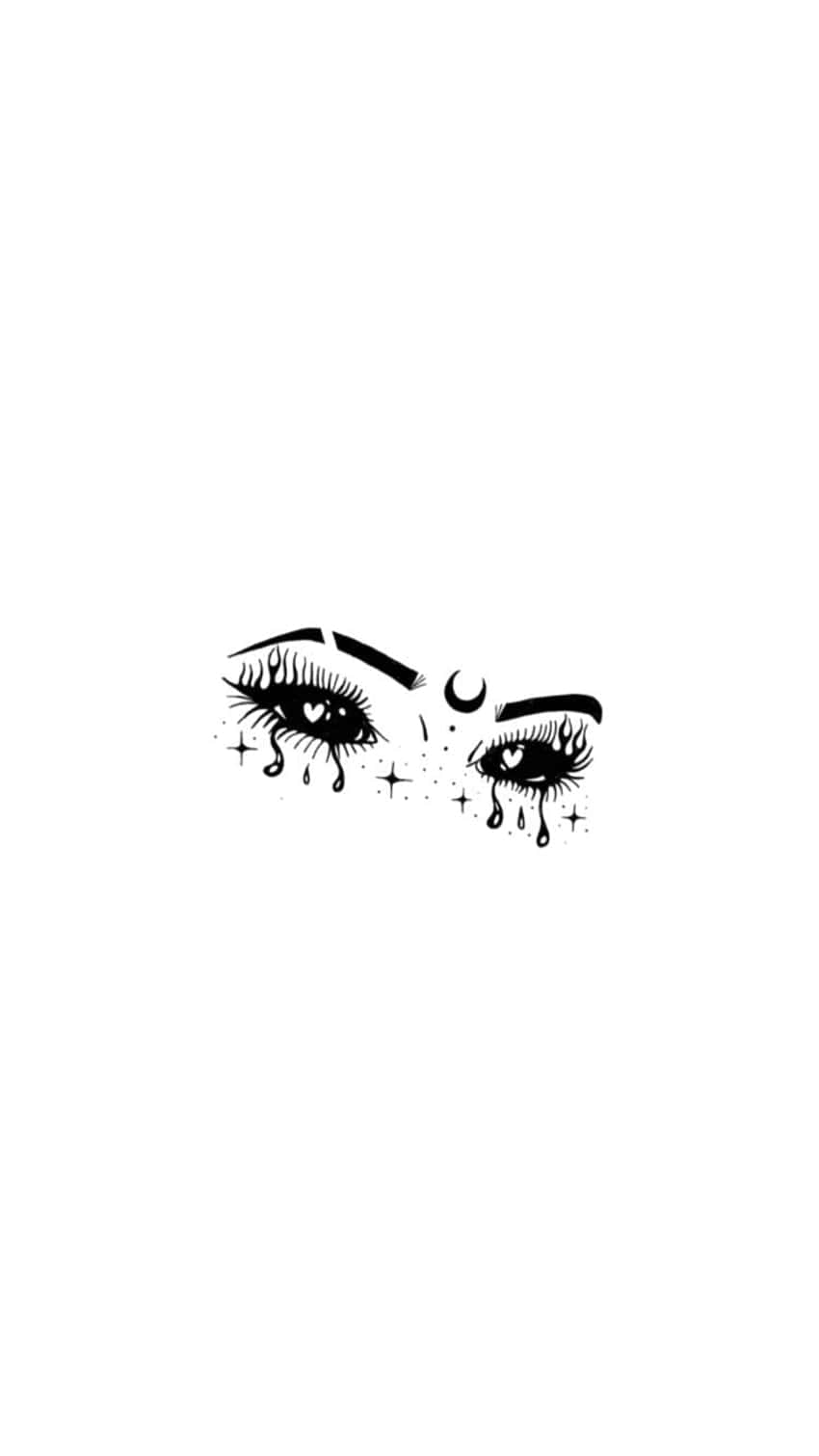 cute witchy face, black sclera, heart-shaped pupils, HD Phone Wallpaper