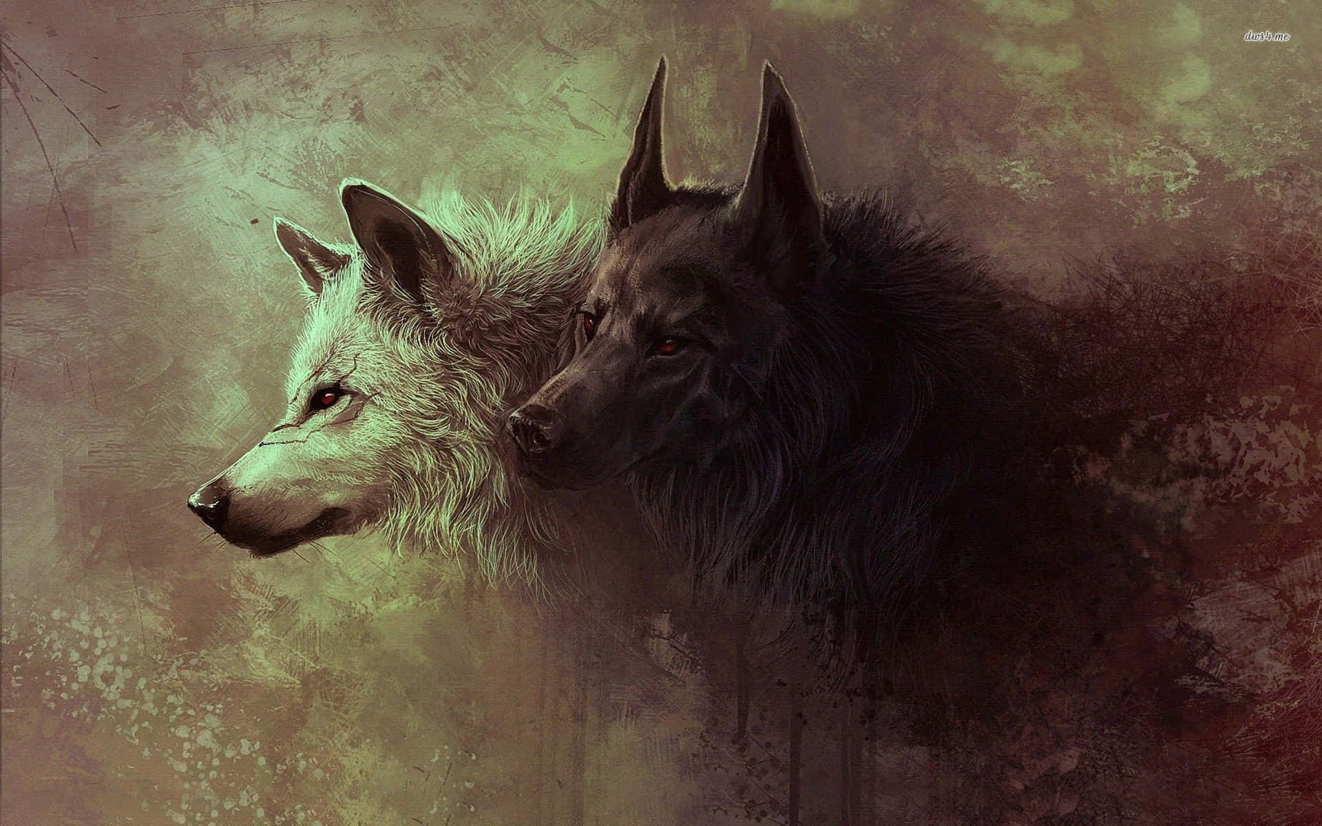 cute wolves, moonlight, white wolf, Full HD Desktop Wallpaper