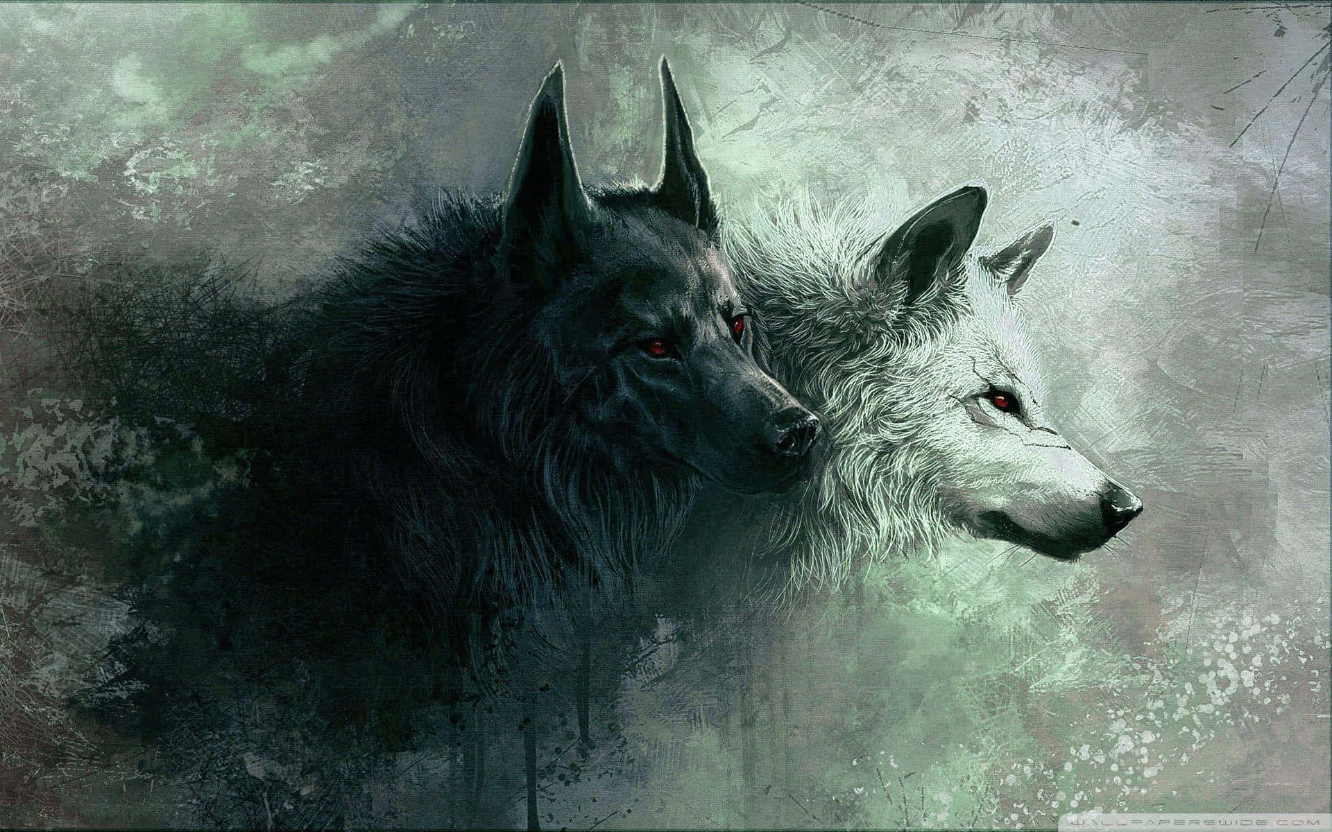 cute wolves, black, white, Full HD Desktop Wallpaper