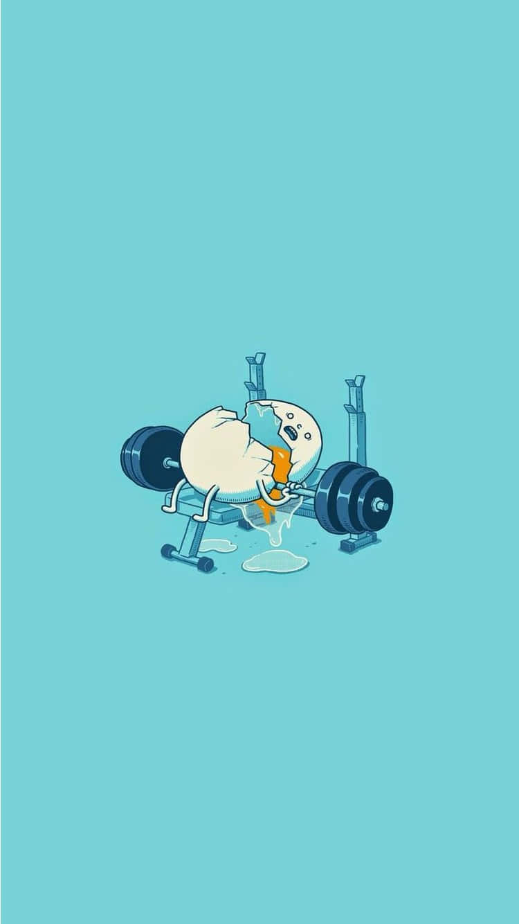 Cute Workout, cartoon egg character, heavy barbell, HD Phone Wallpaper