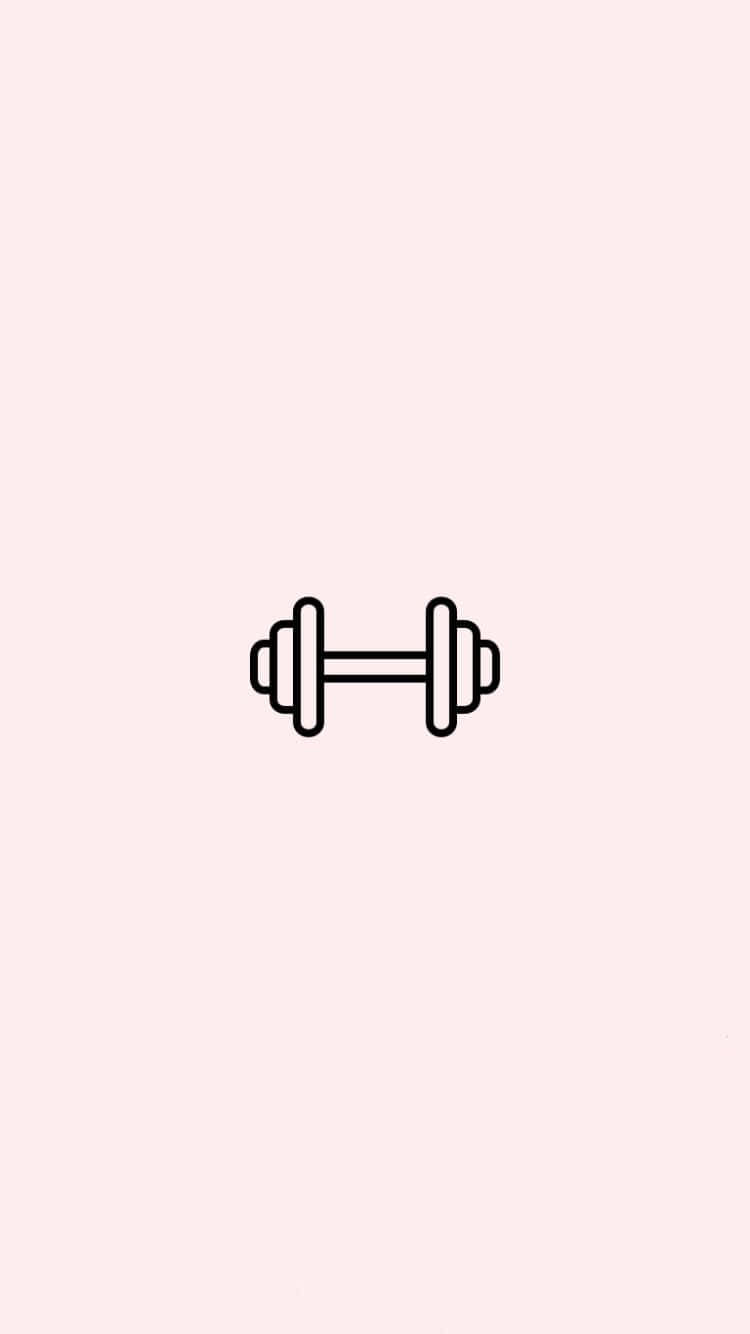 minimalist black line drawing, dumbbell, soft pink background, HD Phone Wallpaper