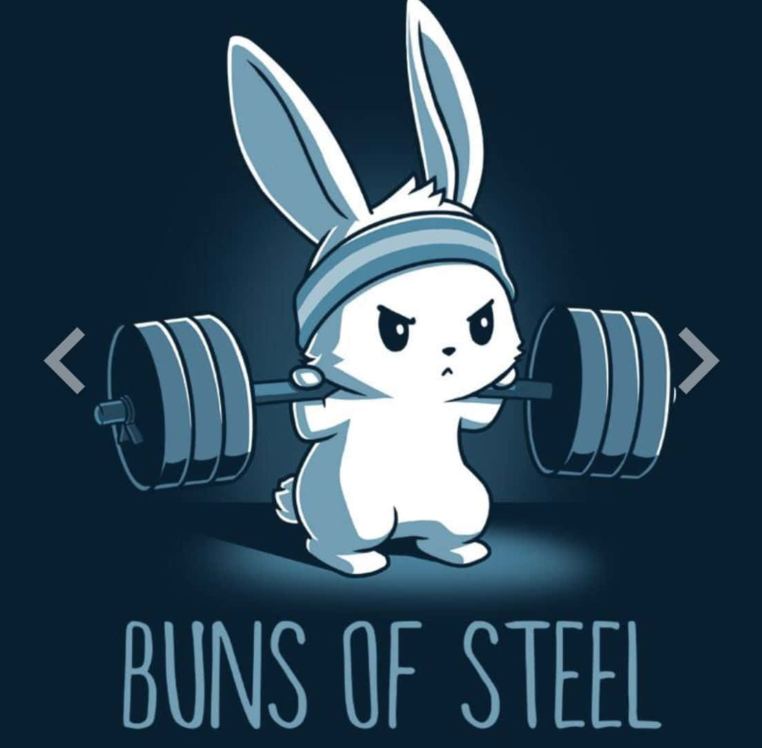 cartoon rabbit, determined expression, heavy barbell, SD Desktop Wallpaper