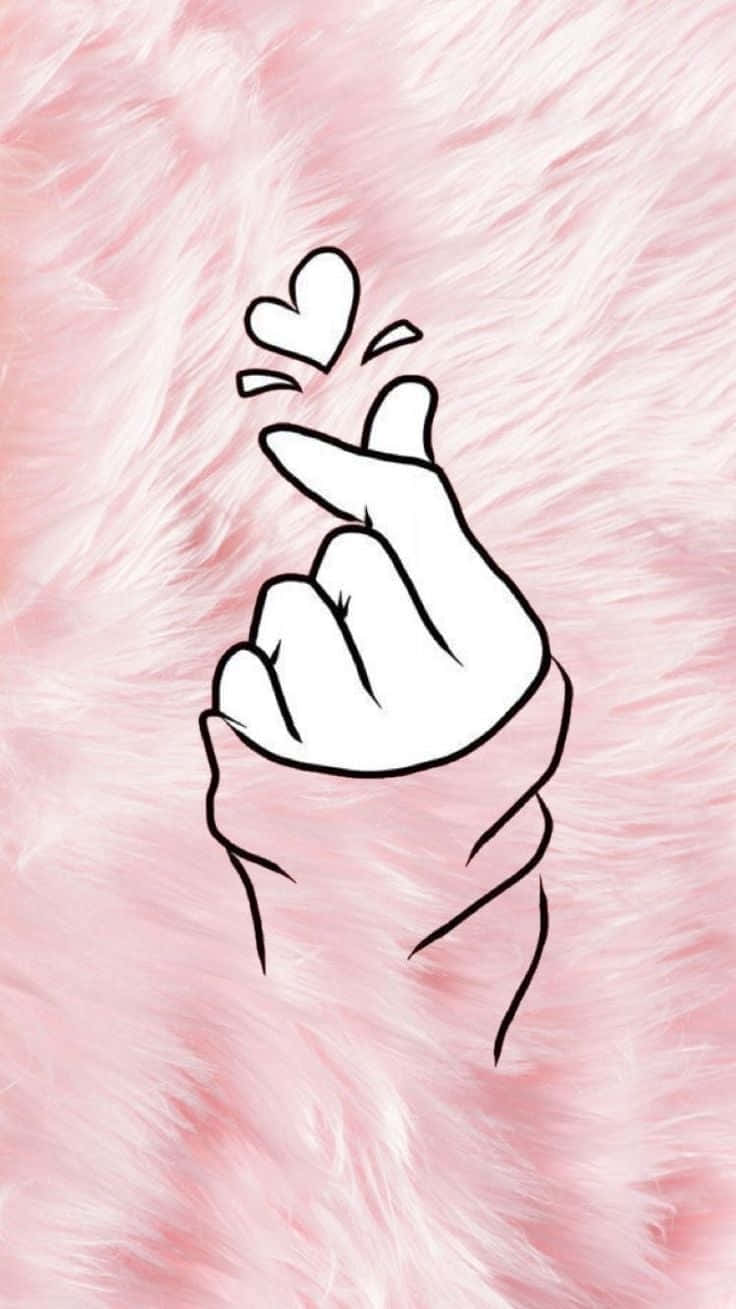Cute Workout, finger heart gesture, soft pink fluffy background, HD Phone Wallpaper