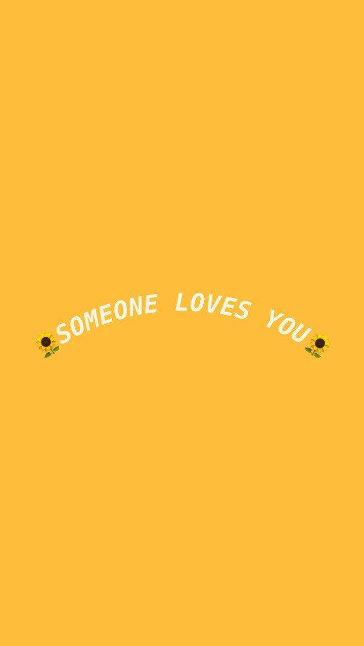 cute yellow aesthetic, bright yellow background, white text, SD Phone Wallpaper