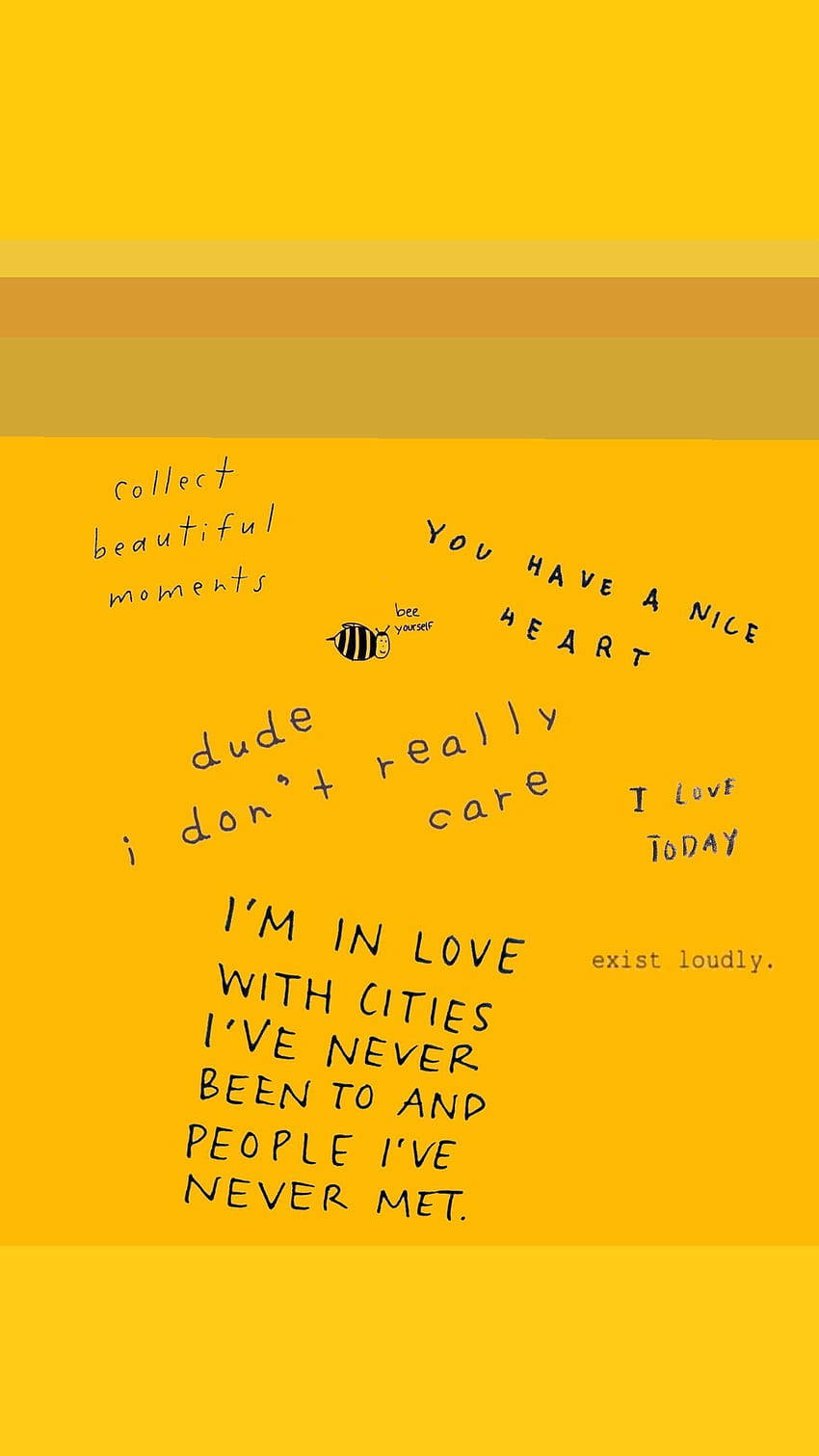 cute yellow aesthetic, vibrant yellow background, handwritten phrases, HD Phone Wallpaper