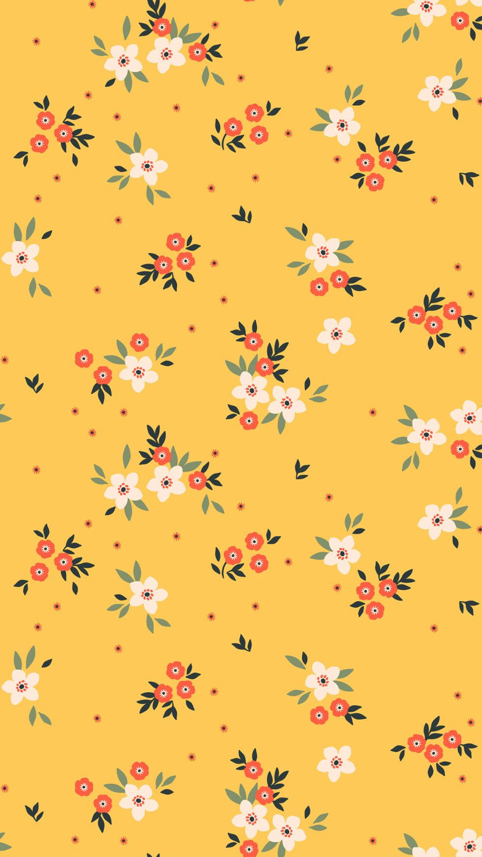 cute yellow aesthetic, vibrant yellow, white flowers, HD Phone Wallpaper
