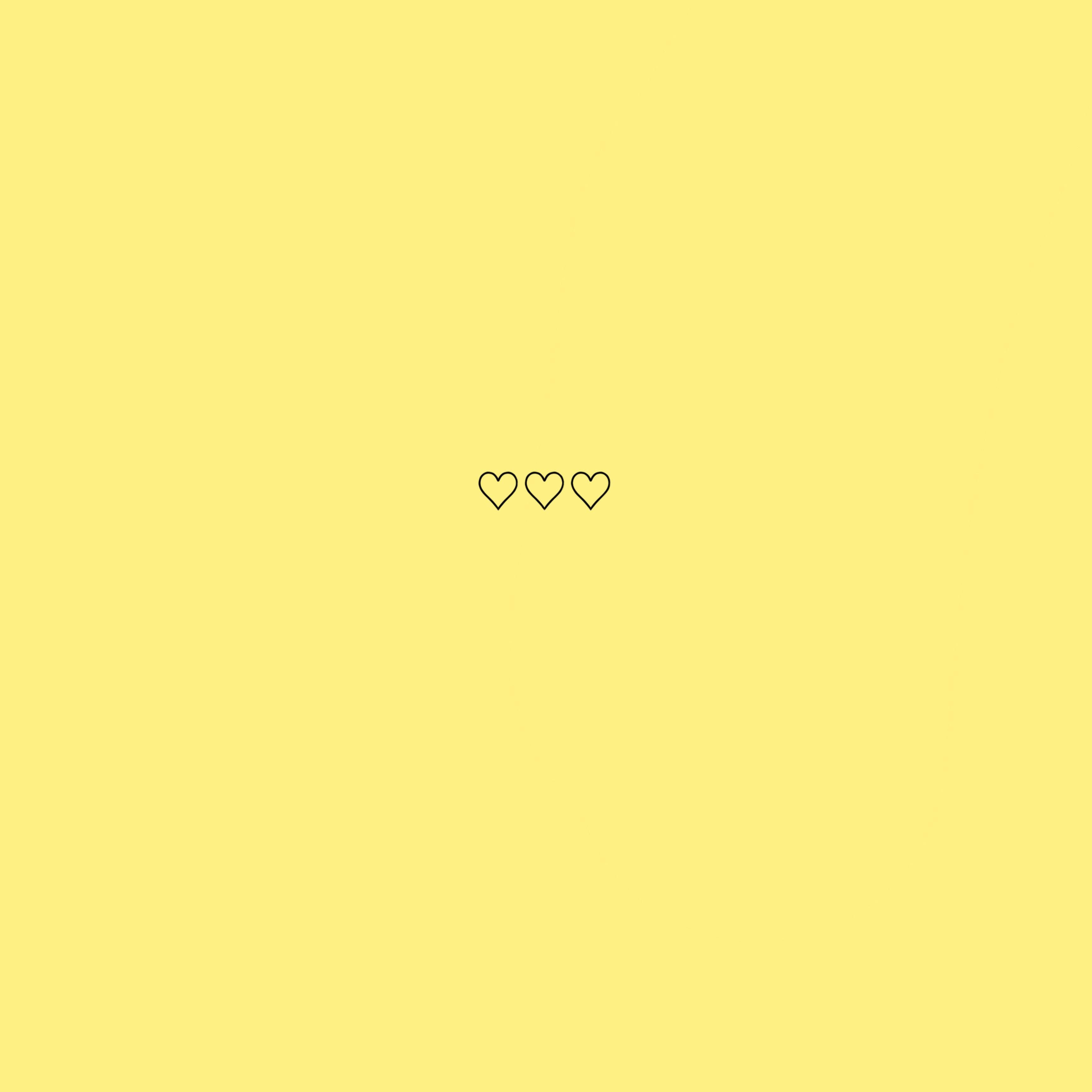 Cute Yellow Aesthetic, pale yellow, black heart outlines, 2K Desktop Wallpaper