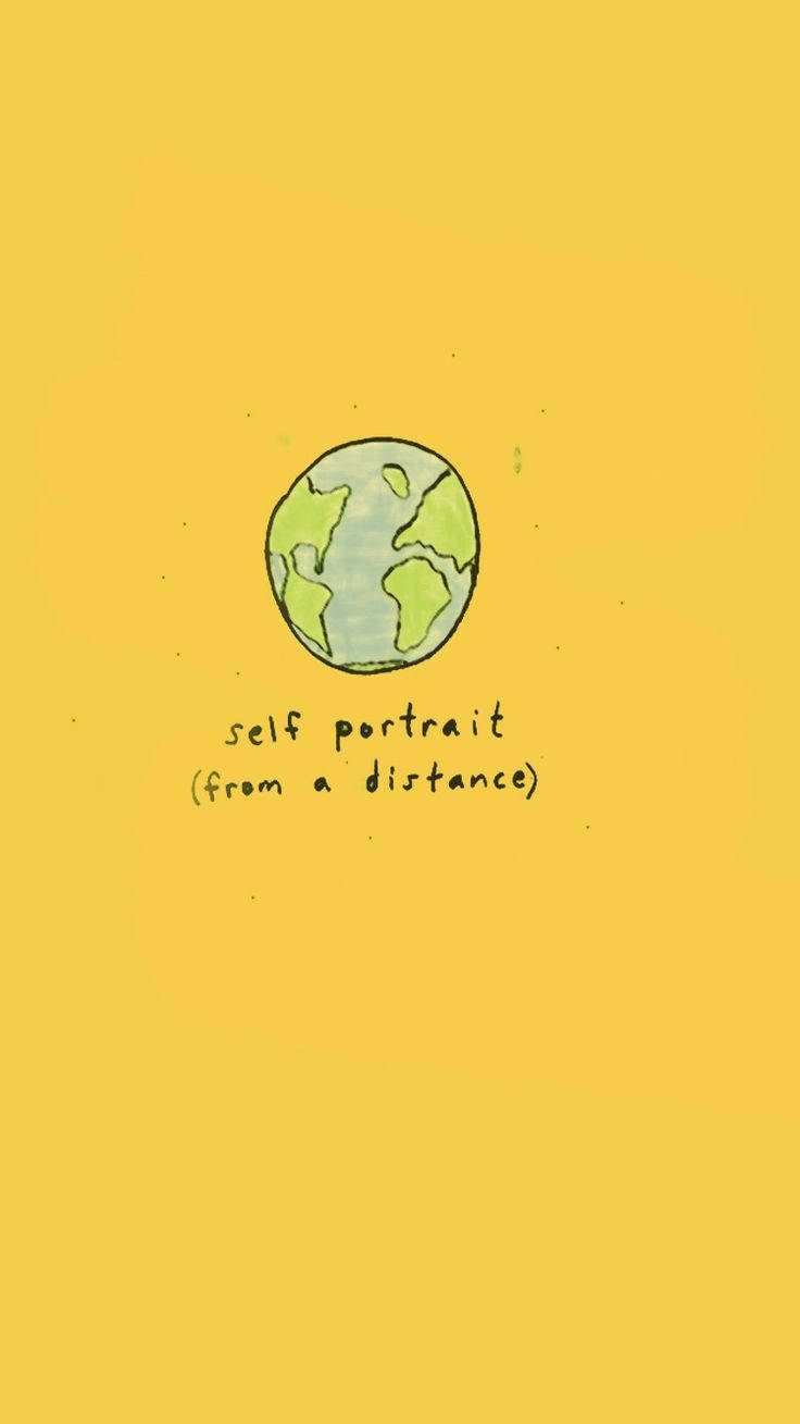 Sunny Yellow Aesthetic, hand-drawn globe, green landmasses, HD Phone Wallpaper