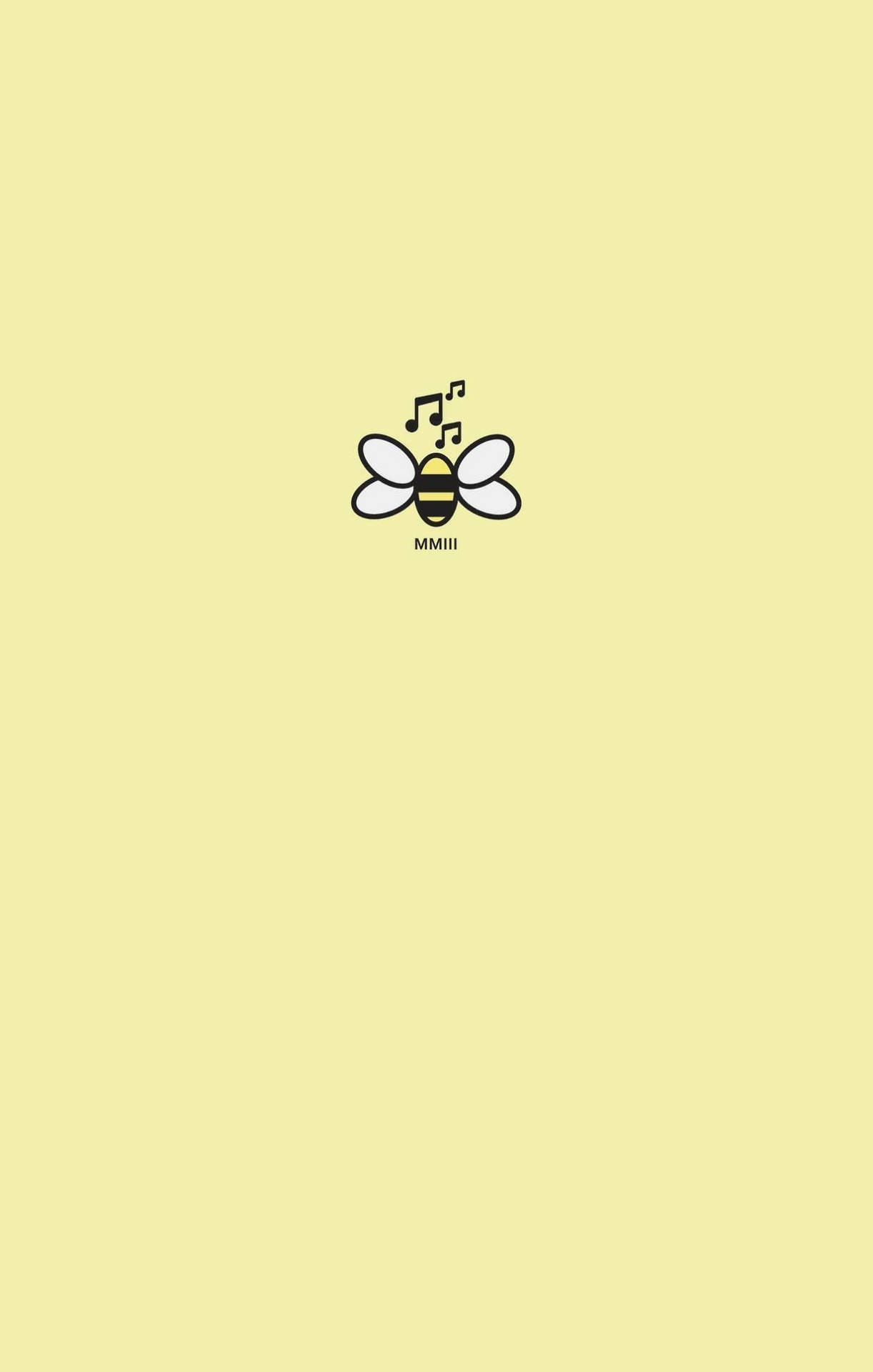 Happy Bee, minimalist black and yellow bee, musical notes, Full HD Phone Wallpaper