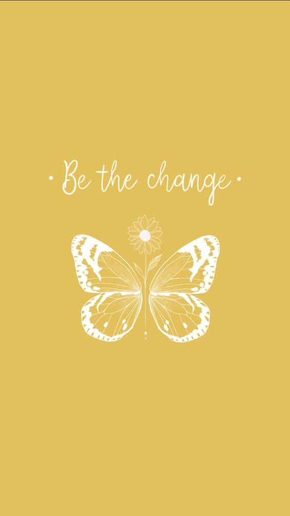cute yellow butterflies, mustard yellow background, minimalist white butterfly, SD Phone Wallpaper