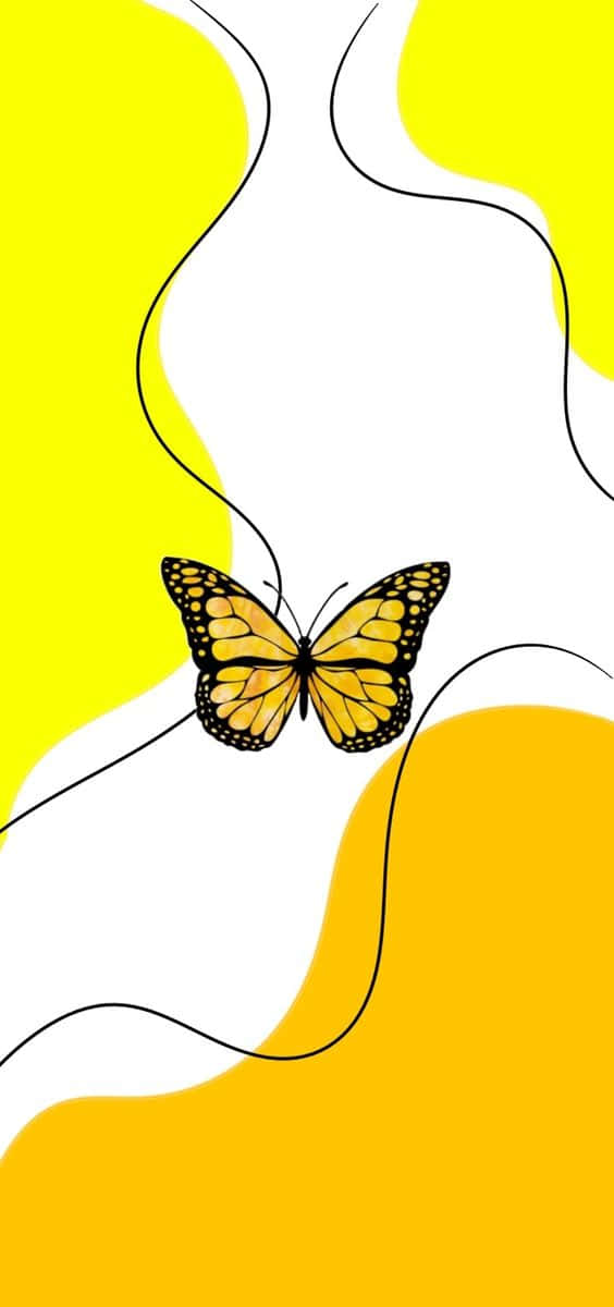 monarch butterfly, black lines, vibrant yellow, SD Phone Wallpaper