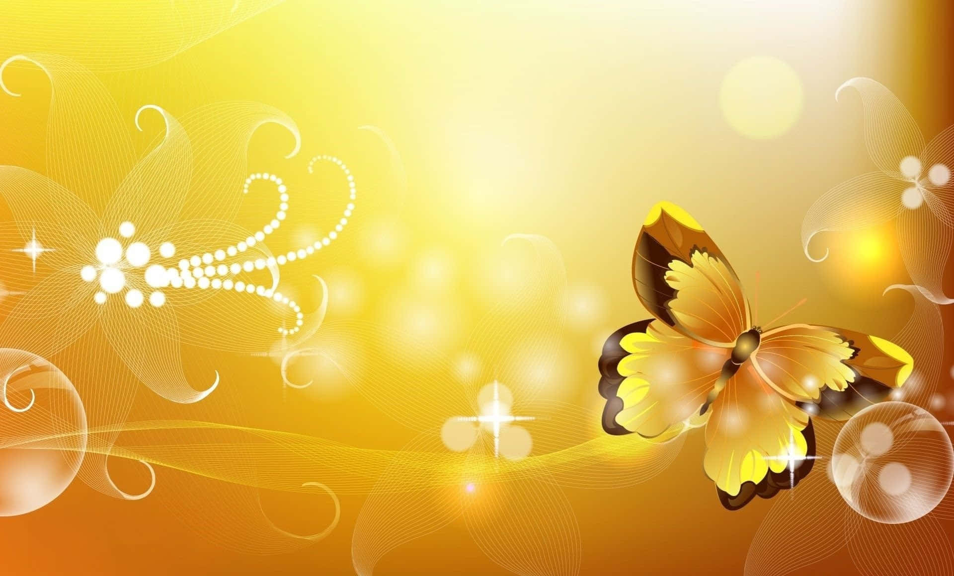 cute yellow butterflies, golden butterfly, glowing wings, Full HD Desktop Wallpaper