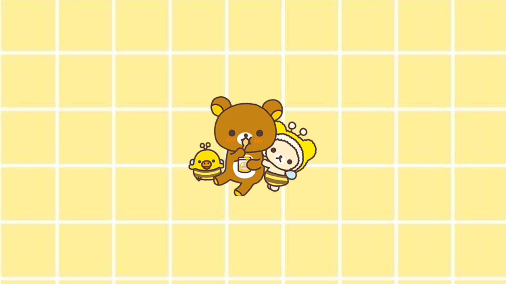 yellow background, bear, bird, Full HD Desktop Wallpaper