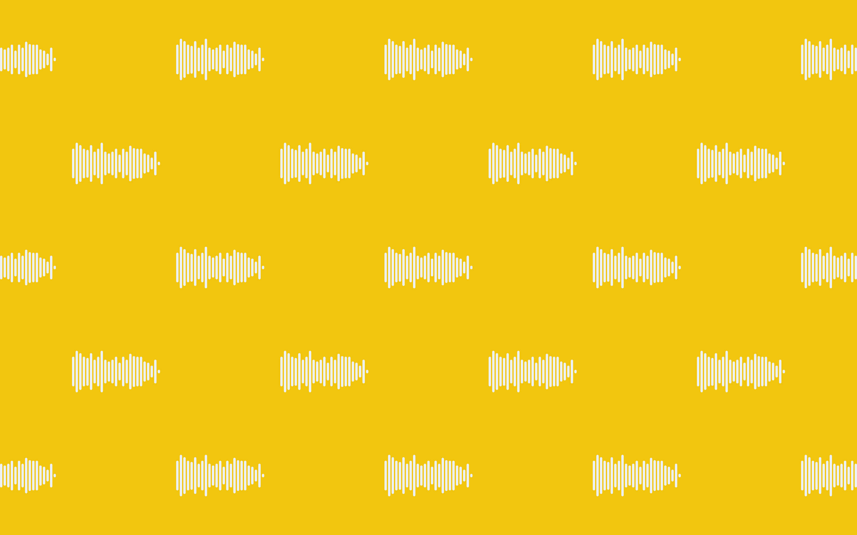 Cute Yellow Desktop, vibrant yellow, white audio waveform patterns, 2K Desktop Wallpaper