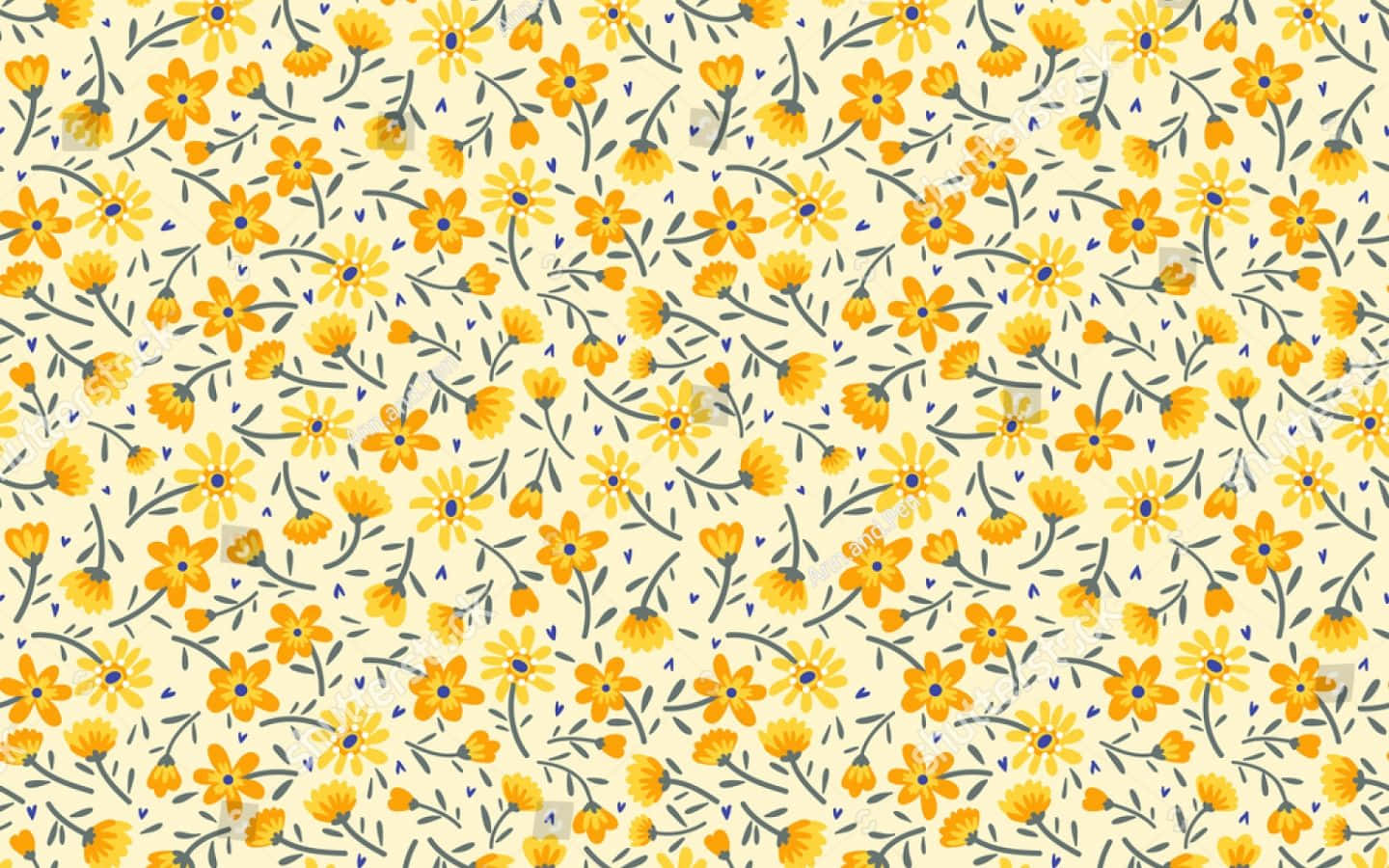 yellow daisies, green stems, blue accents, HD Desktop Wallpaper