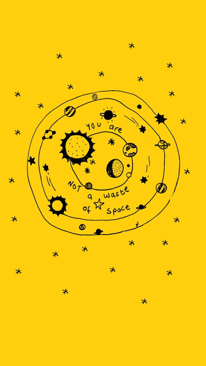 Cute Yellow, solar system, planets, HD Phone Wallpaper