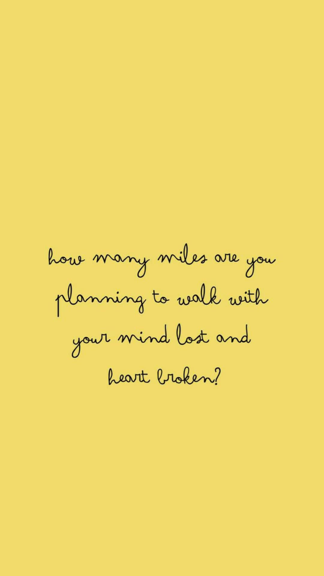 Cute Yellow, minimalist yellow background, handwritten black quote, Full HD Phone Wallpaper