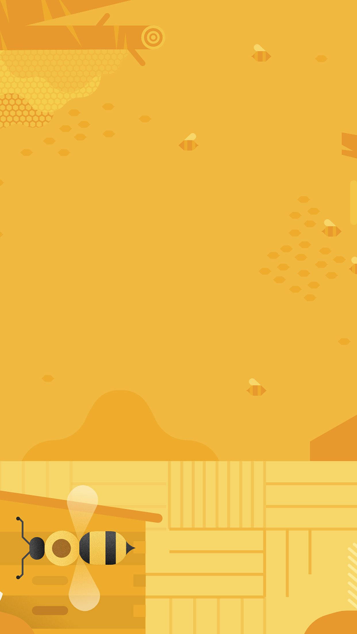 Bee Monotone Graphic, Cute Yellow Background, bees, Full HD Phone Wallpaper