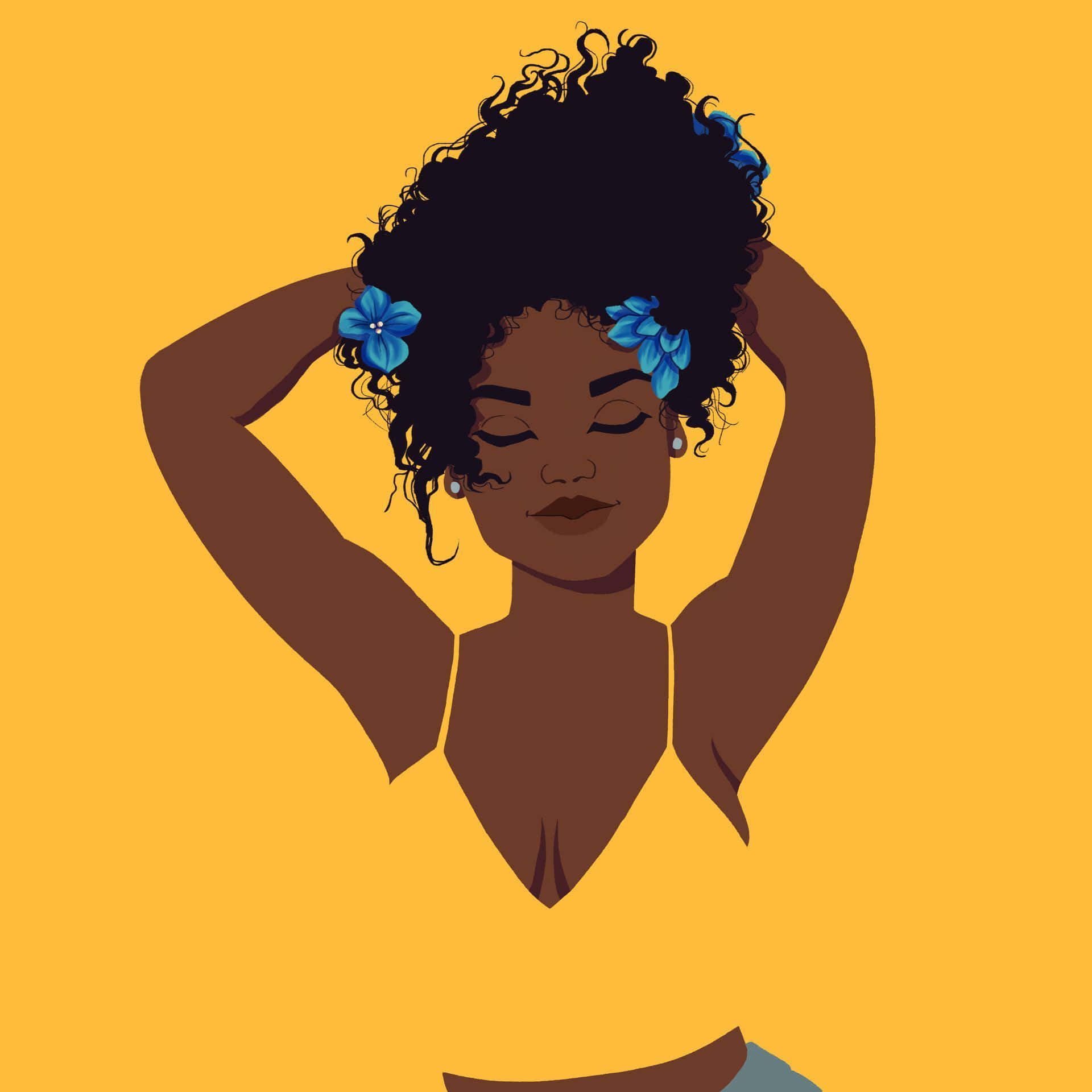 Melanin, yellow, curly hair, Full HD Desktop Wallpaper