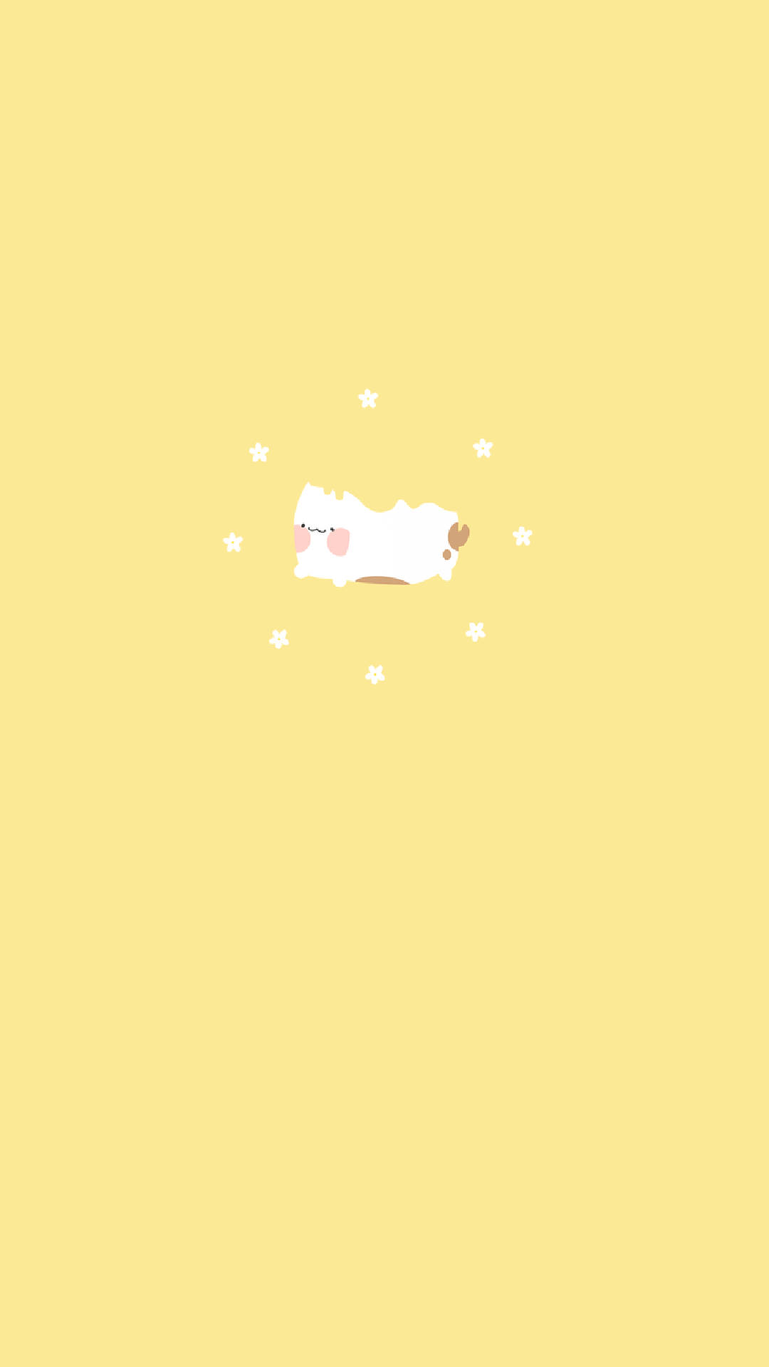 cute white cartoon cat, pink cheeks, small white stars, Full HD Phone Wallpaper