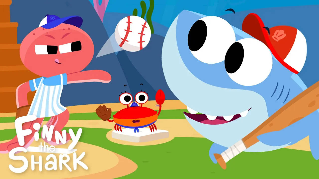 Ball Game Super Simple Songs, cartoon shark, crab, HD Desktop Wallpaper
