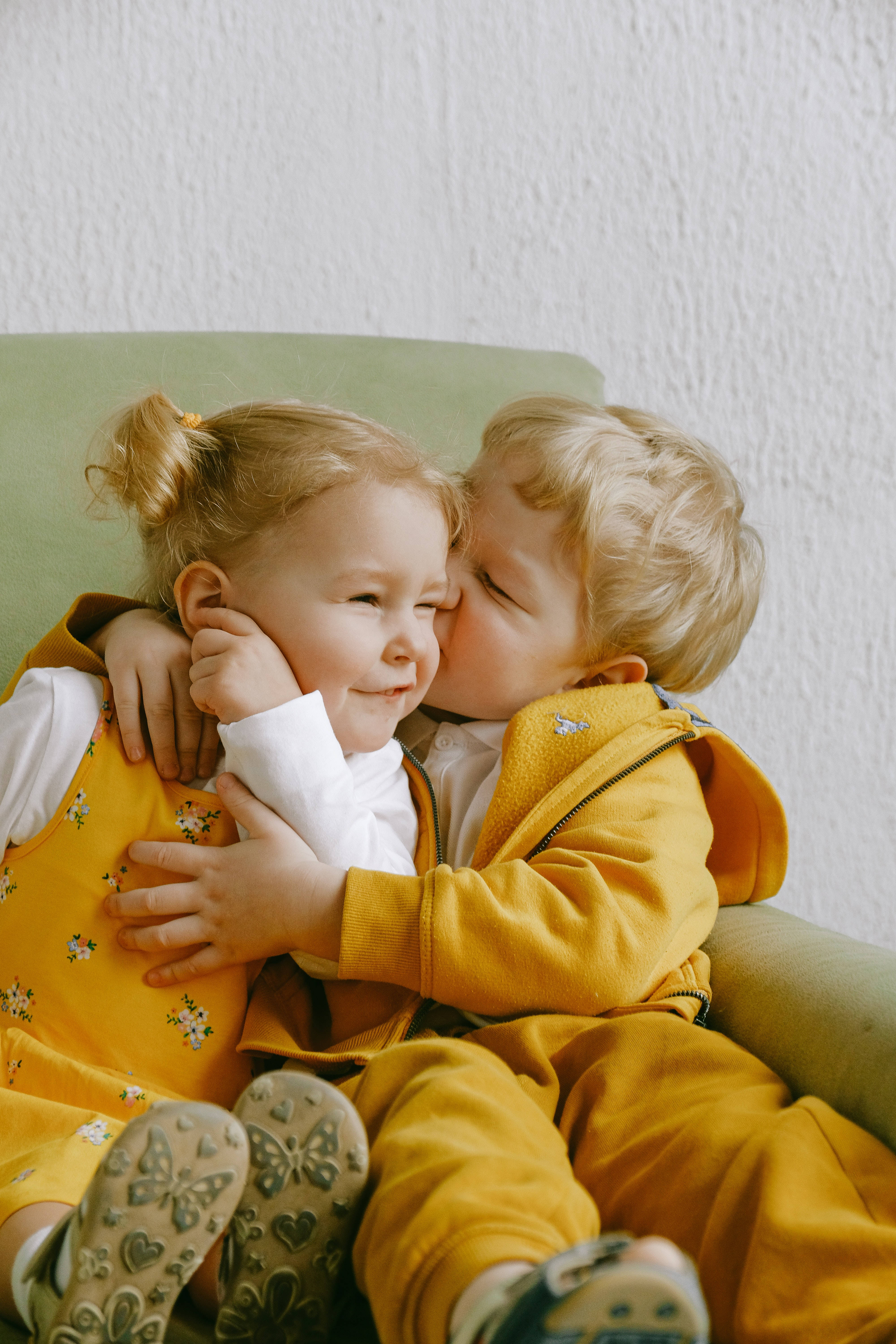 baby boy, little girl, yellow outfits, 5K Phone Wallpaper