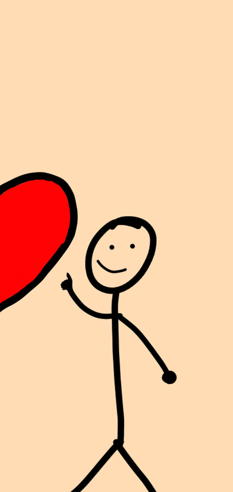love cute matching best friend home screen, stick figure, large red heart, HD Phone Wallpaper