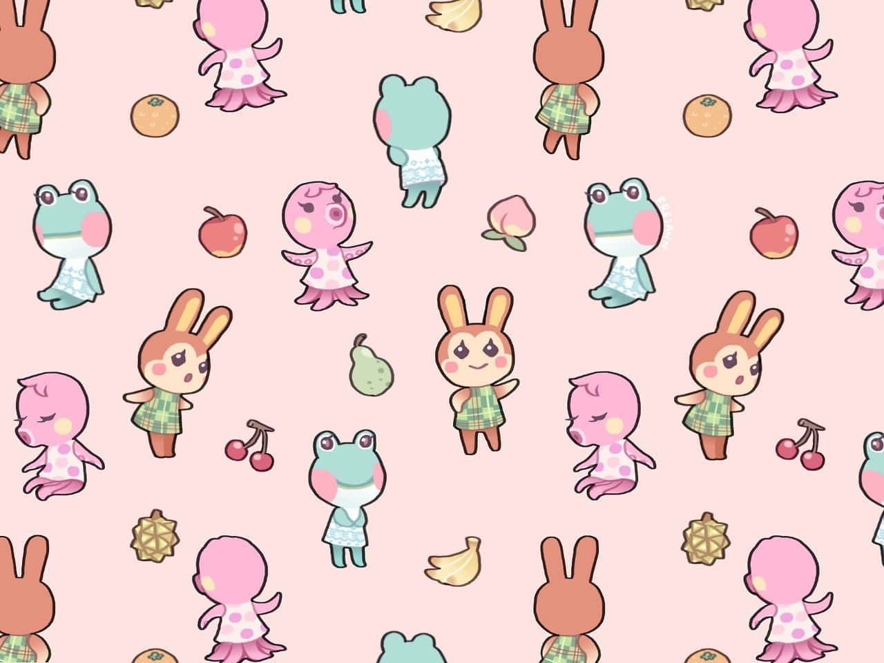Cutecore, plaid outfits, cartoon animals, HD Desktop Wallpaper
