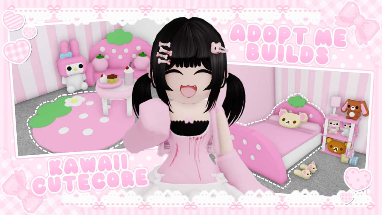 kawaii cutecore room decor animation, pink dress, pastel pink room, HD Desktop Wallpaper