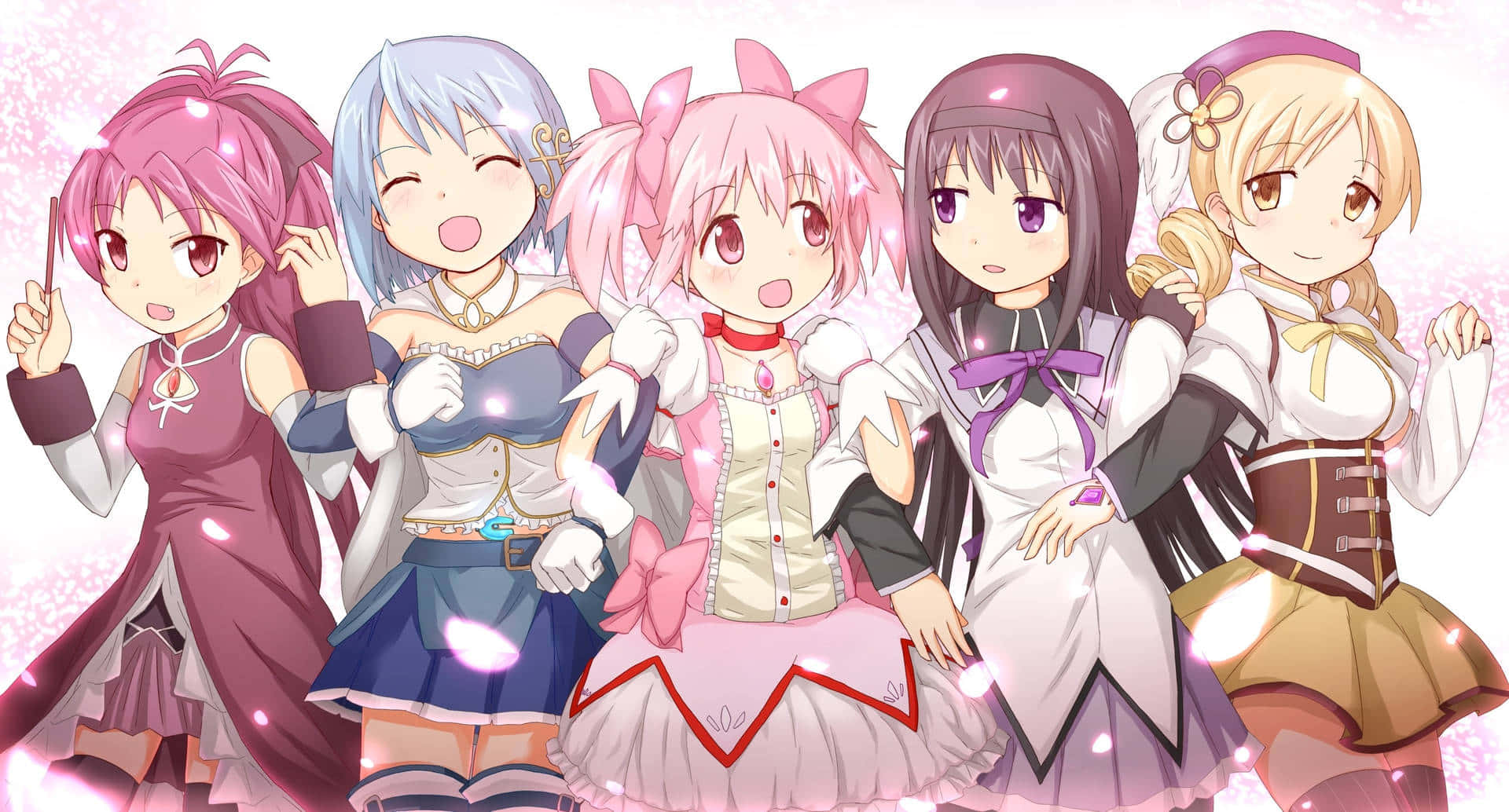 anime girls, cutecore style, colorful outfits, Full HD Desktop Wallpaper
