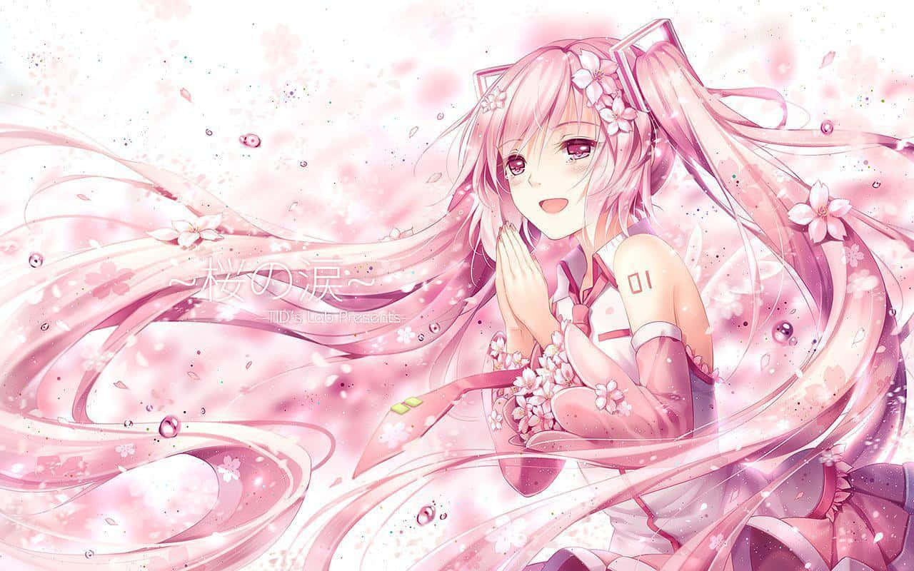 cutecore, anime girl, long pink hair, HD Desktop Wallpaper