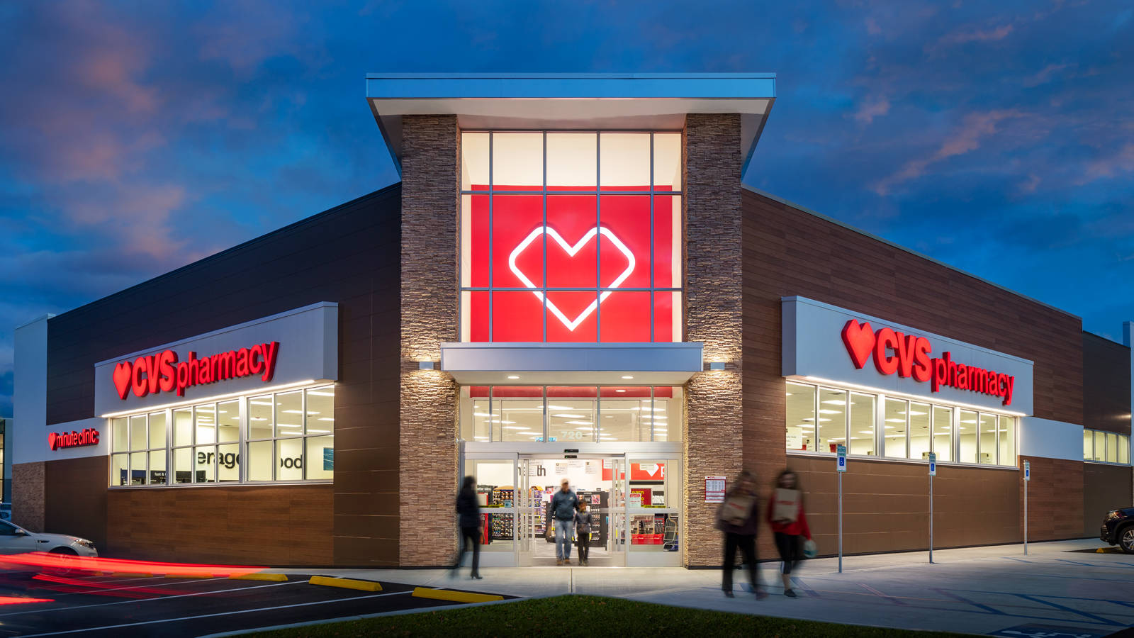 CVS, red heart logo, dusk, HD Desktop Wallpaper