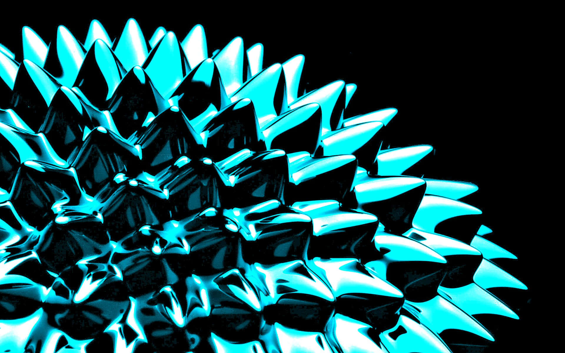 Cyan, electric blue, futuristic metallic spiky surface, Full HD Desktop Wallpaper