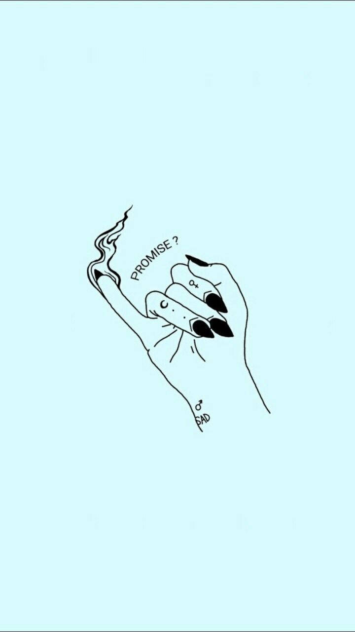pastel blue aesthetic, hand holding a cigarette, smoke rising, HD Phone Wallpaper