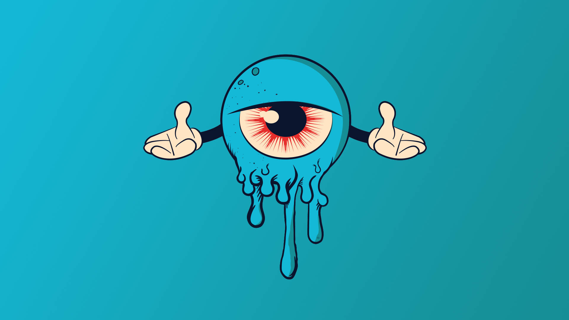 Cyan Eye Ball, cartoon, blue eyeball, Full HD Desktop Wallpaper