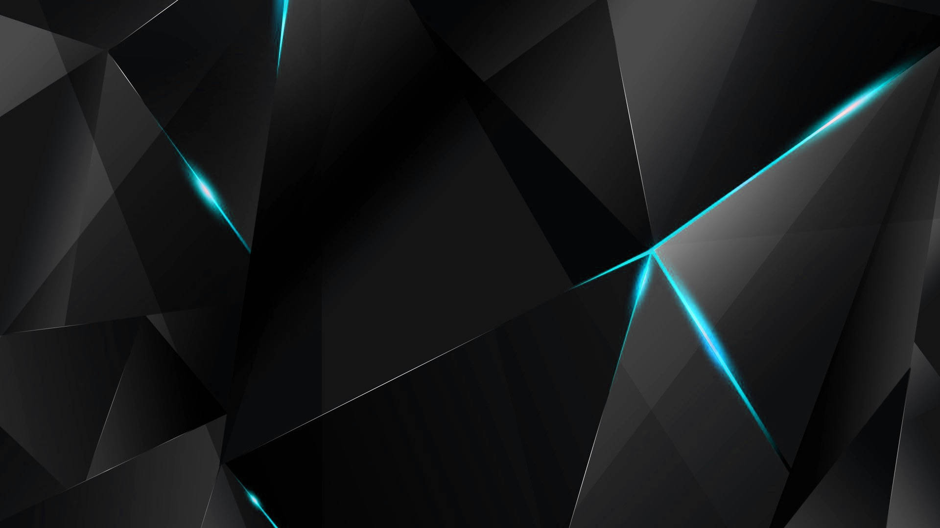 Cyan, polygon corners, black facets, Full HD Desktop Wallpaper