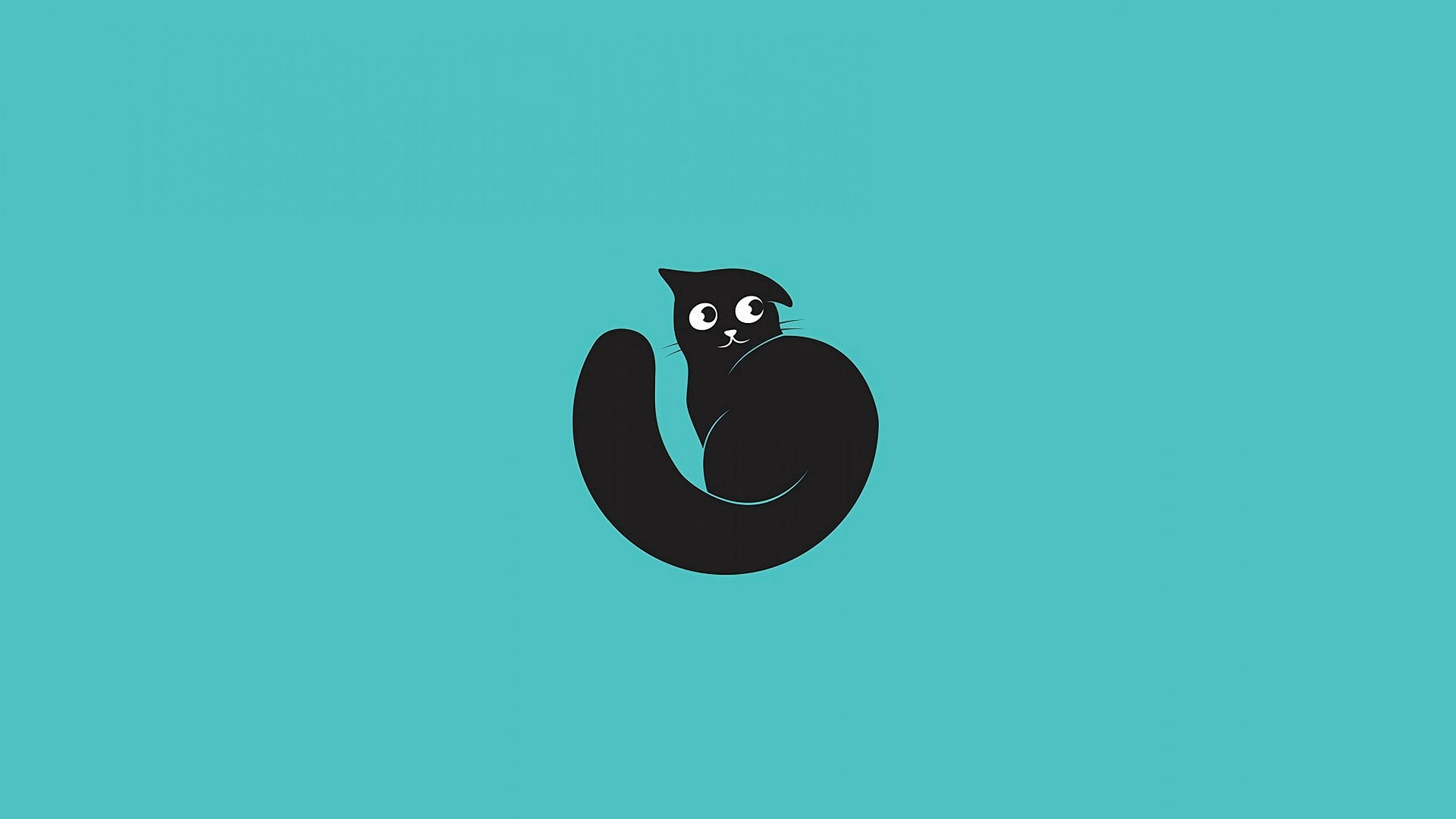 Cyan, black cat, minimalist, Full HD Desktop Wallpaper