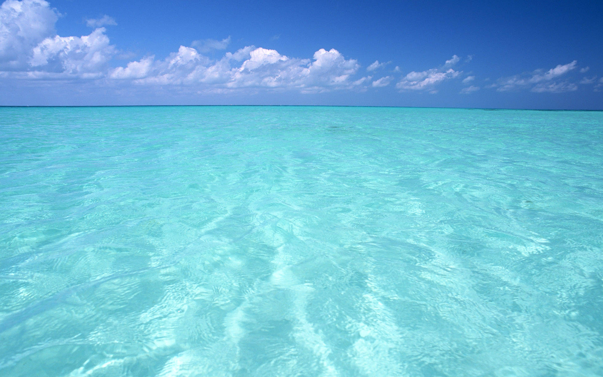 Cyan Ocean, cloudy sky, turquoise ocean, Full HD Desktop Wallpaper